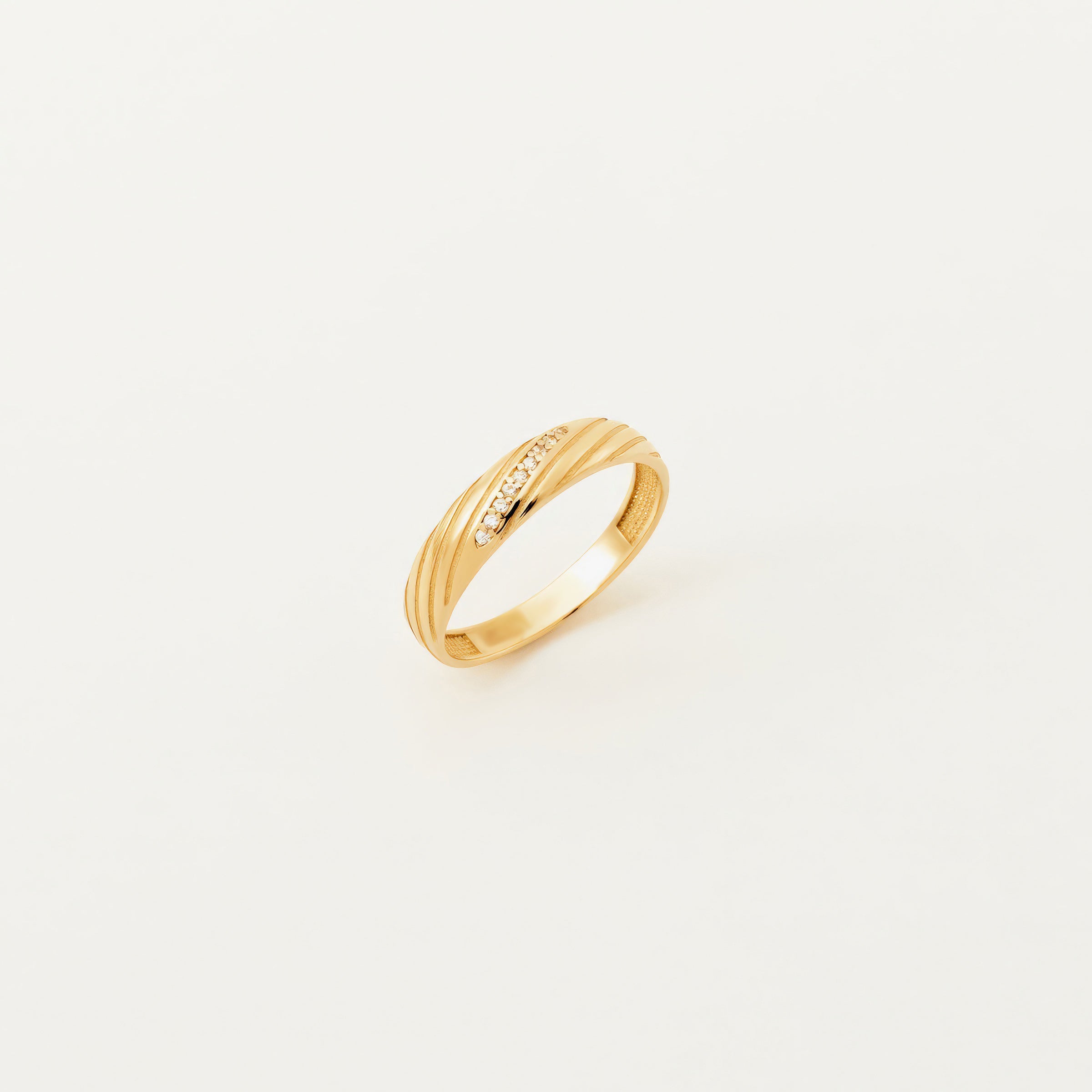 CZ Rope Band Ring in 14K Gold