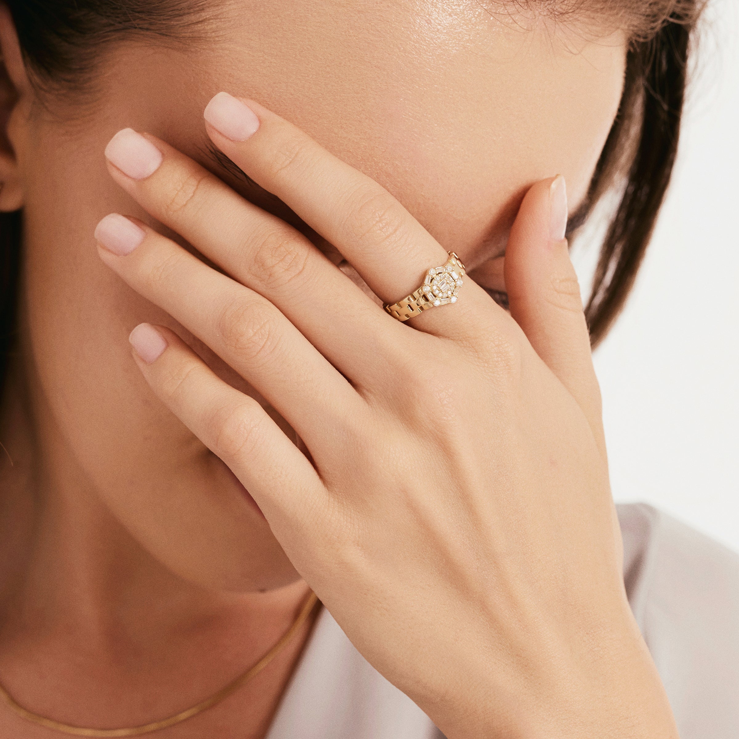 Cluster CZ Accent Ring in 14K Gold