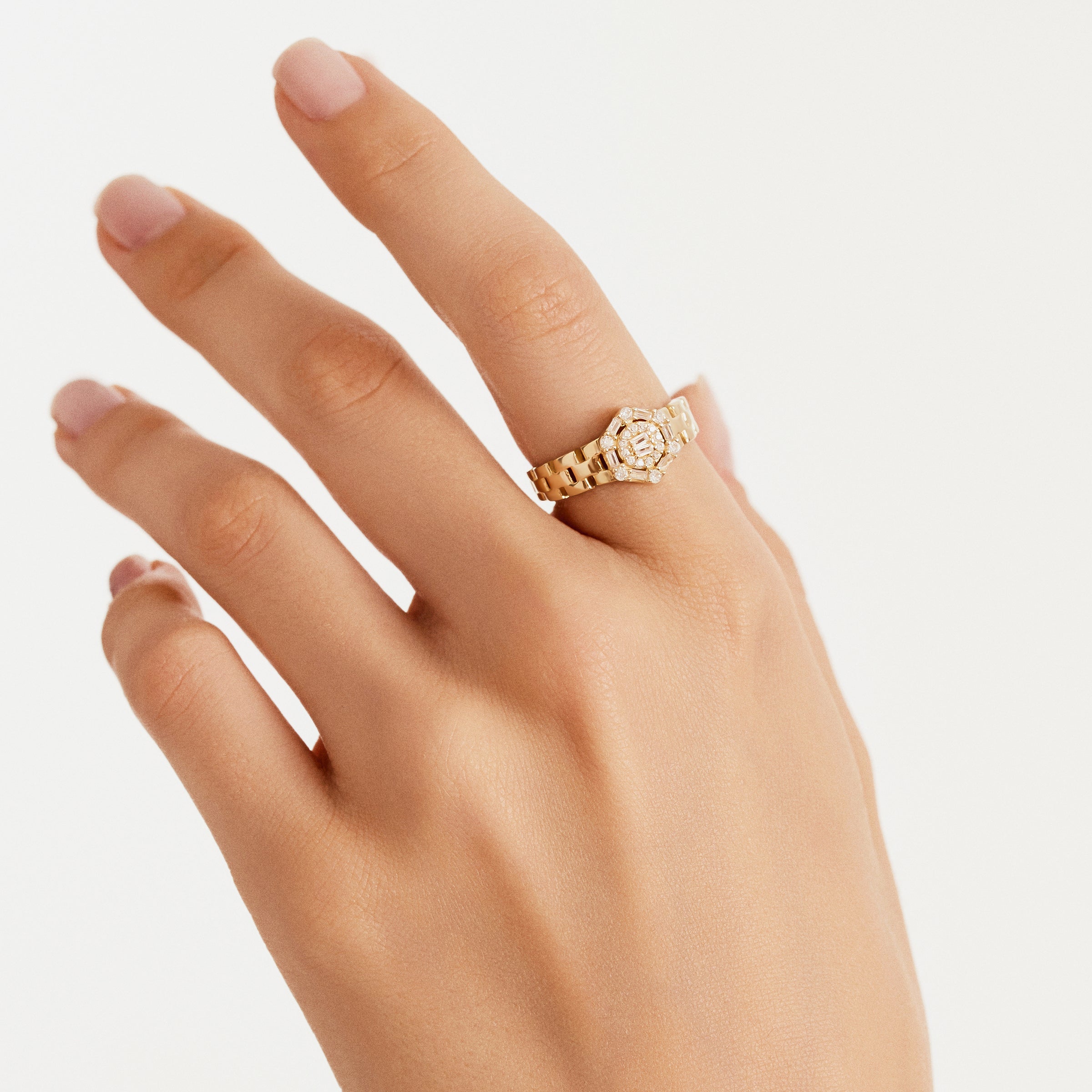 Cluster CZ Accent Ring in 14K Gold