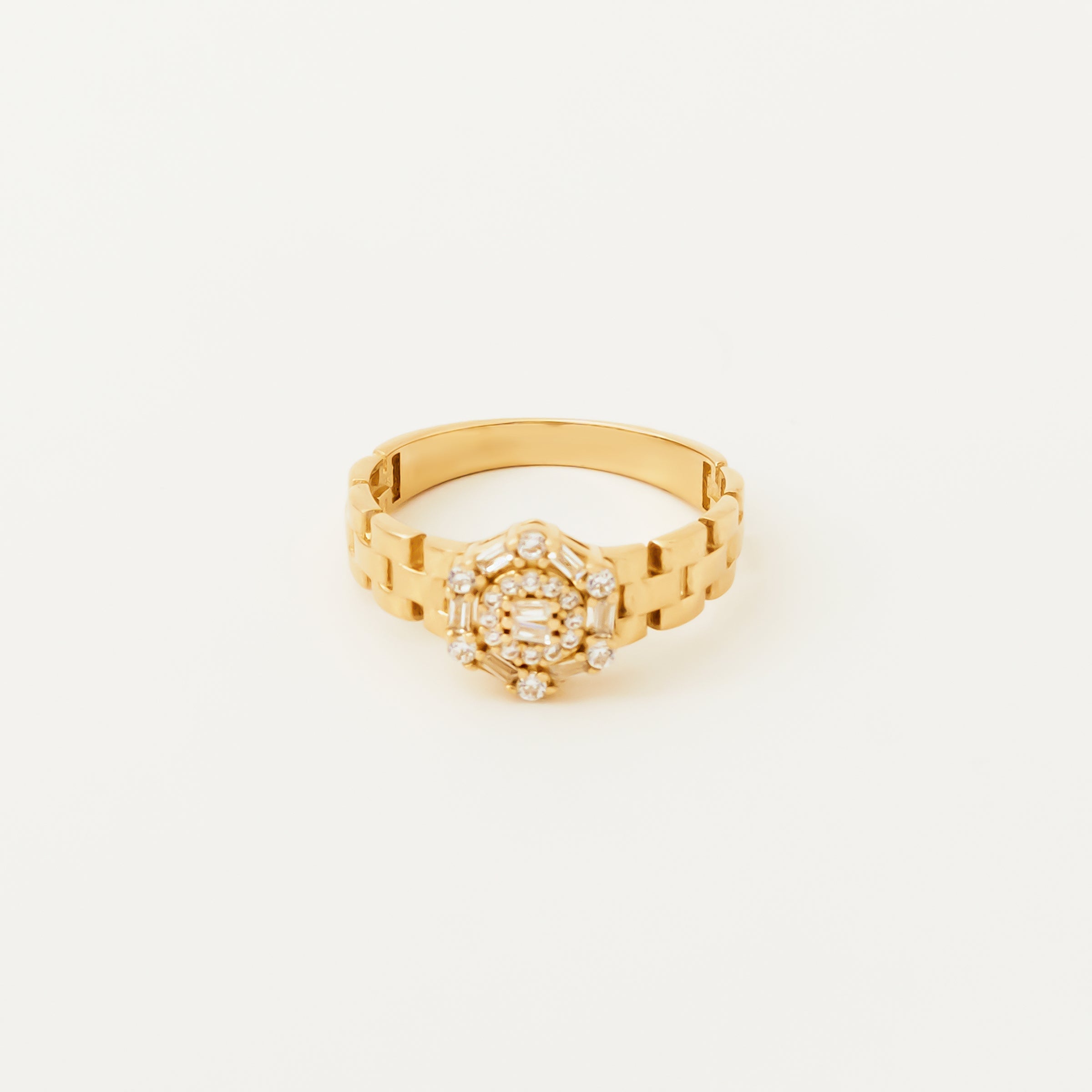 Cluster CZ Accent Ring in 14K Gold