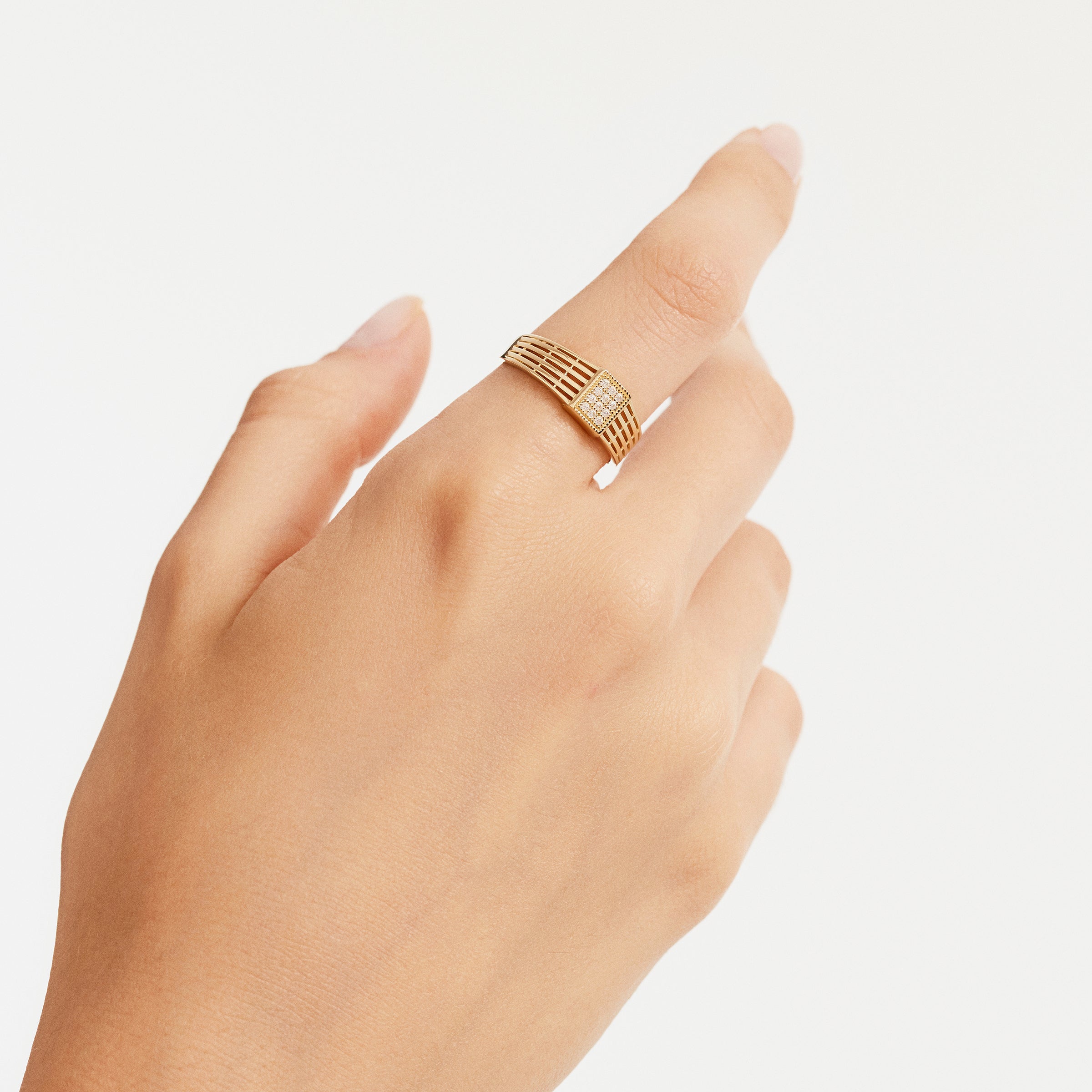 Vintage Rope CZ Ring in 14K Gold