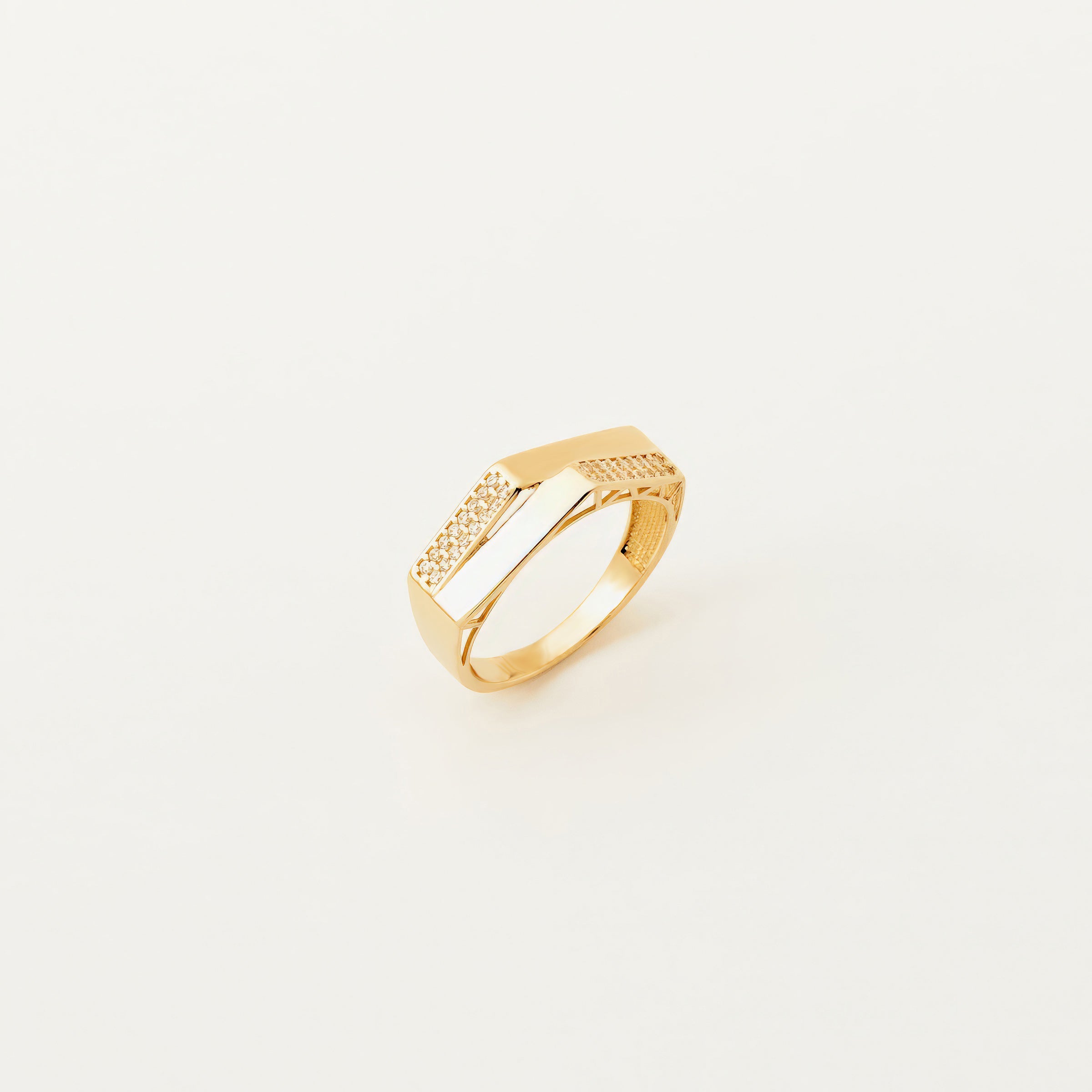 Modern Shape CZ Ring in 14K Gold