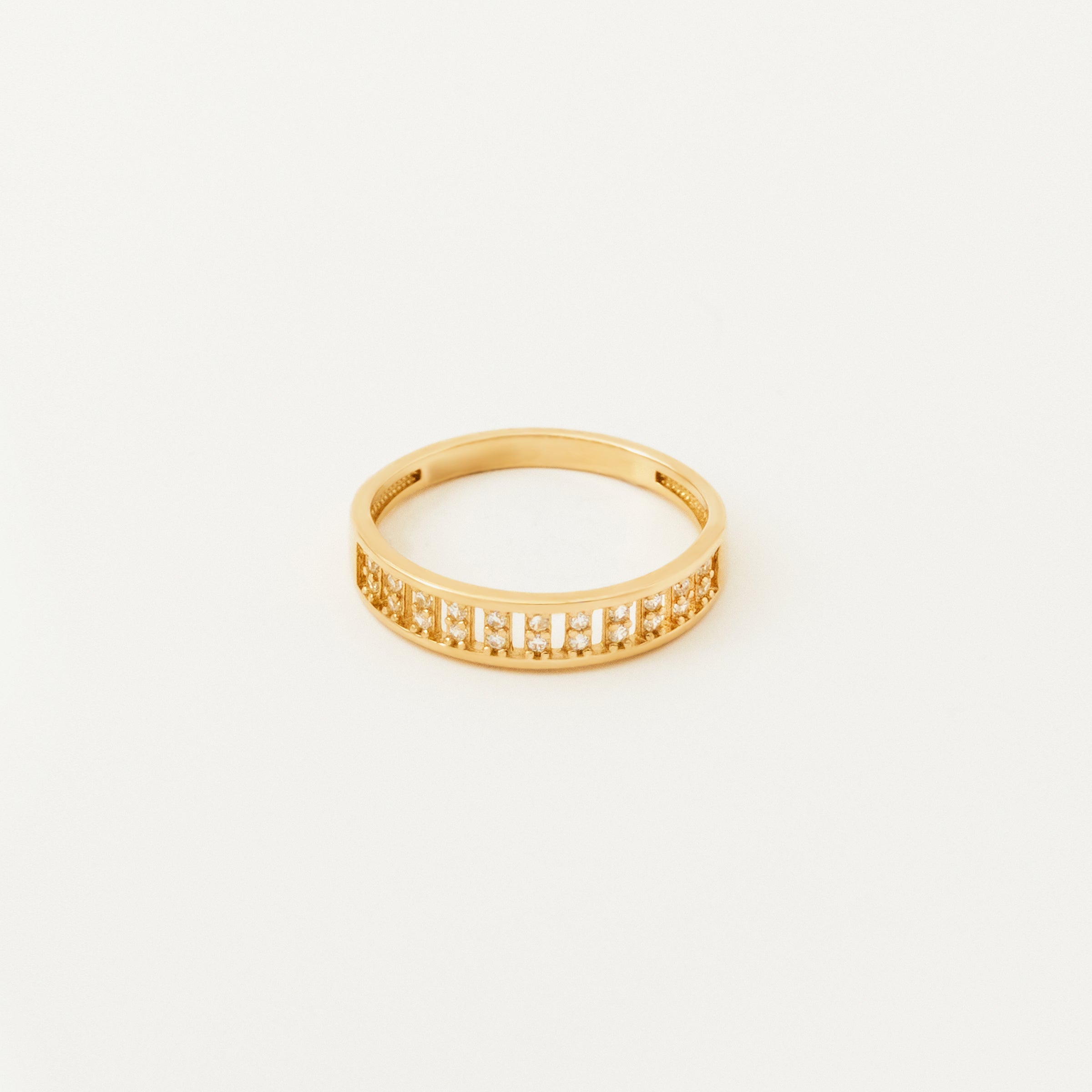 Rail CZ Band 14K Gold Ring