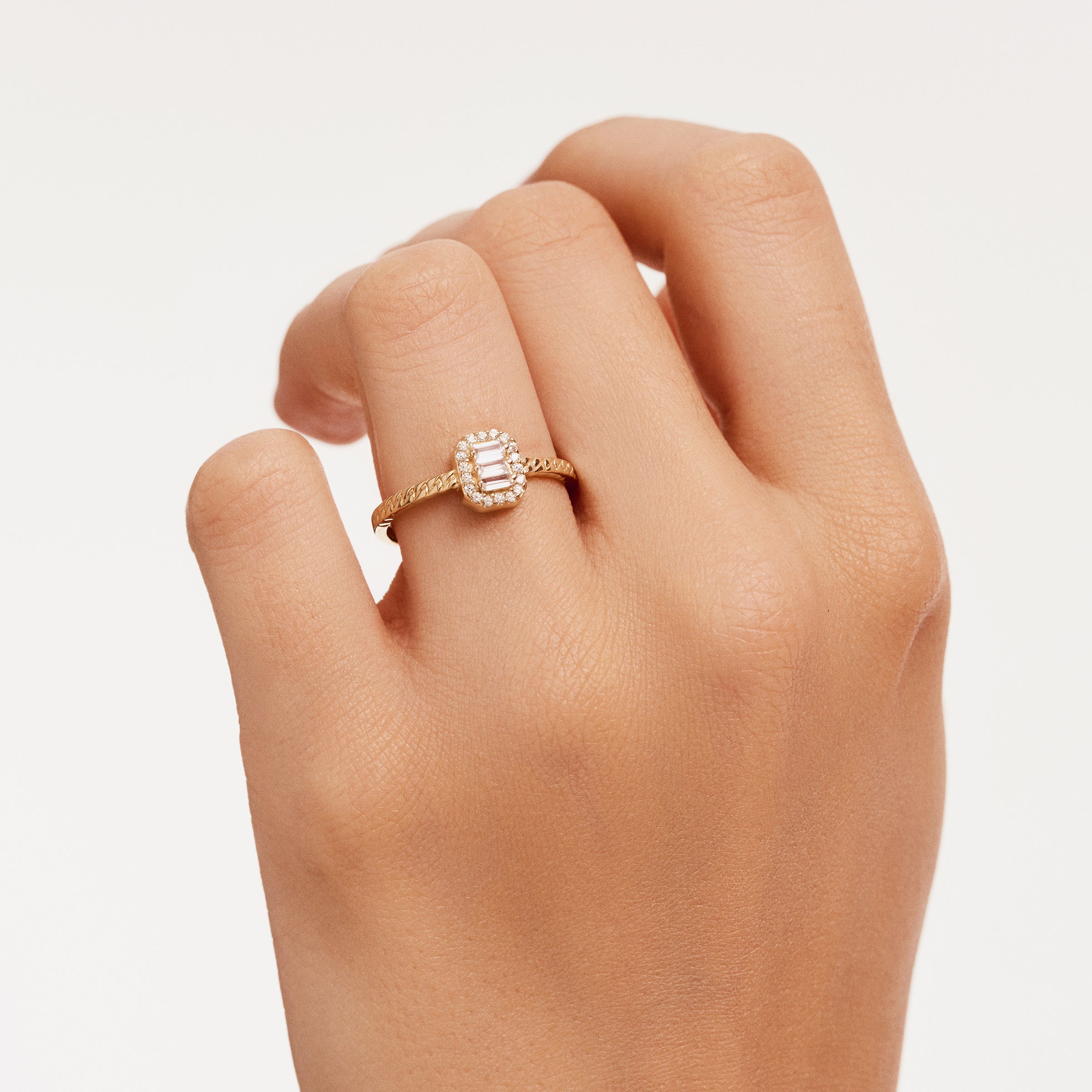 Pave CZ Band 14K Gold Ring