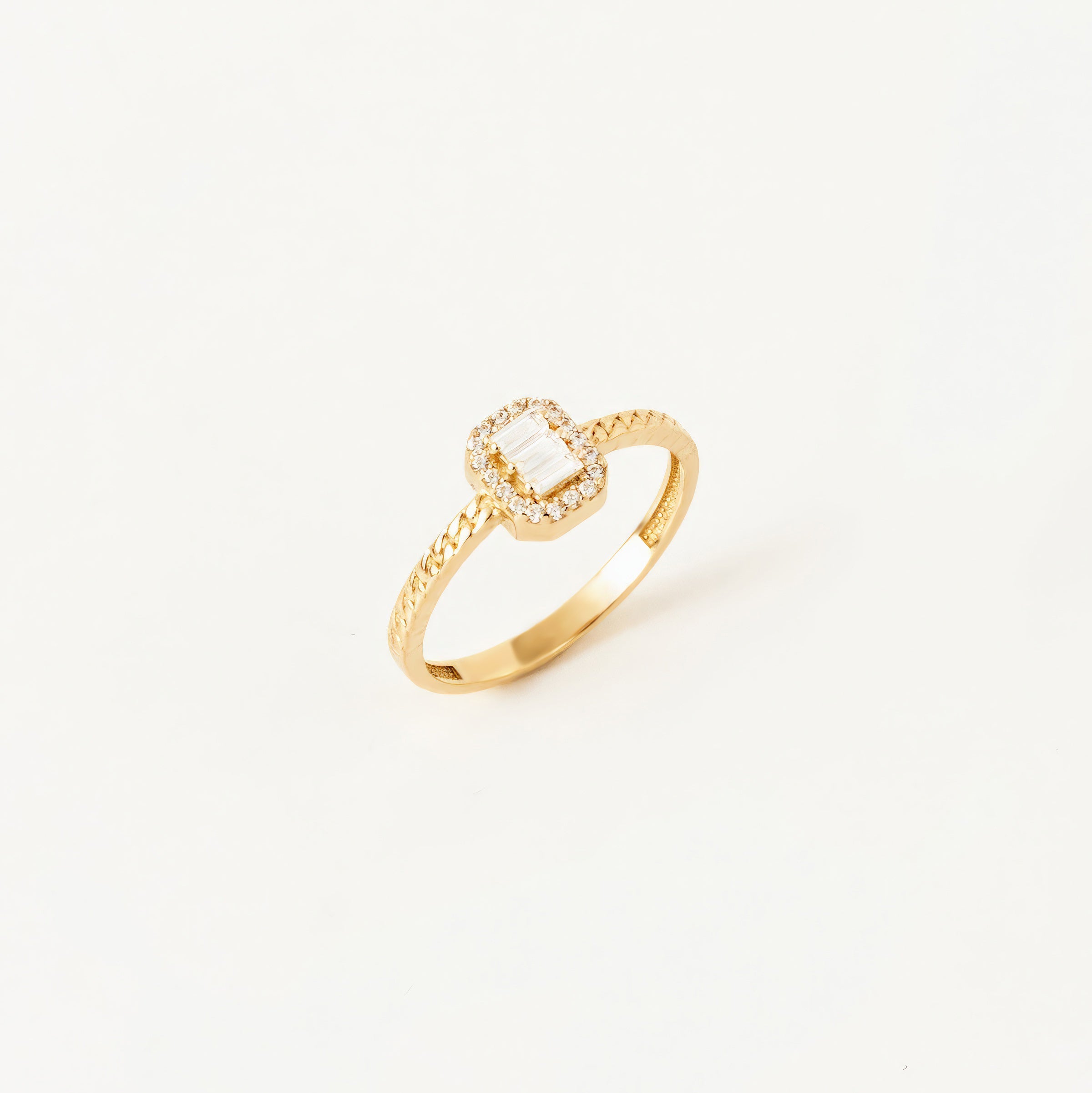 Pave CZ Band 14K Gold Ring