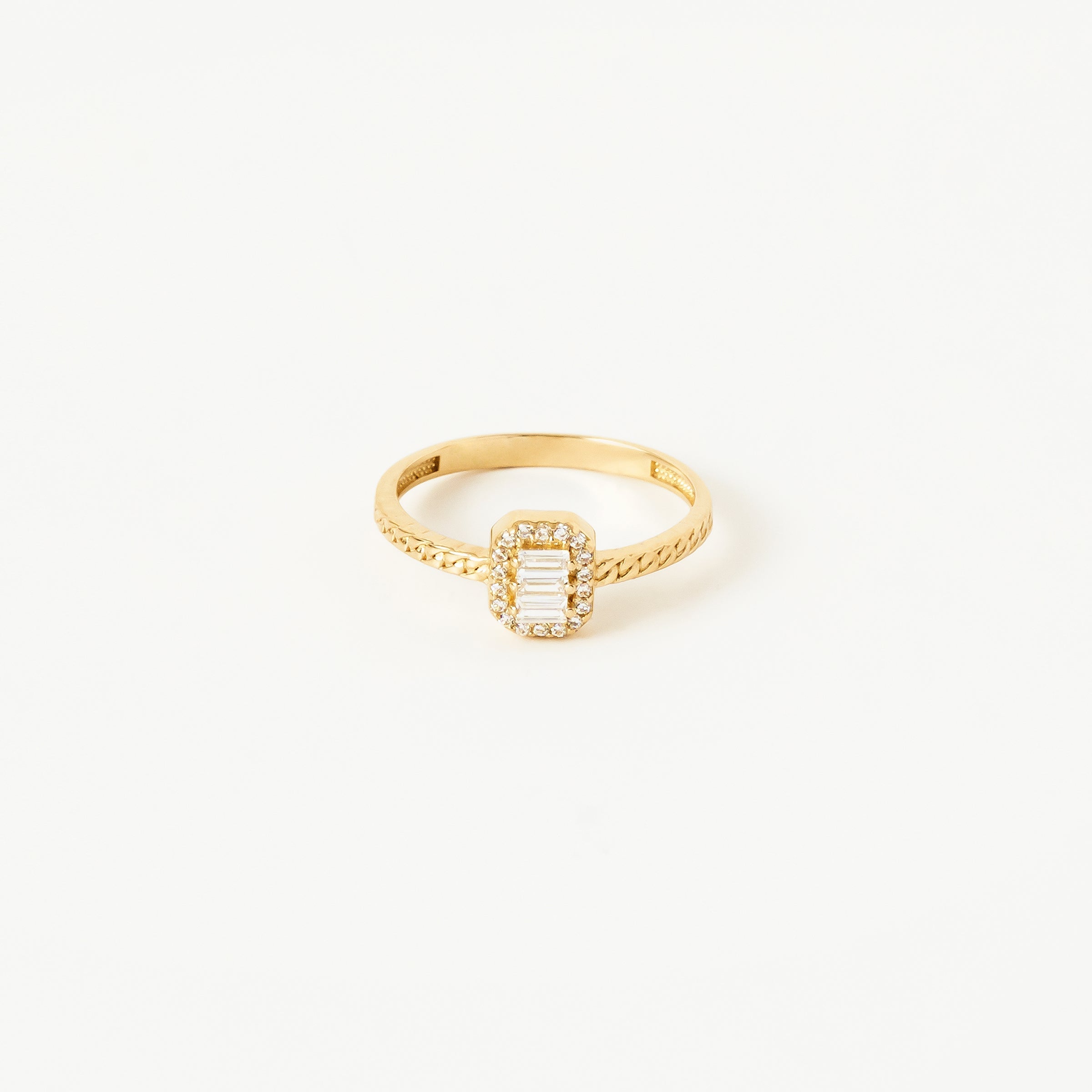 Pave CZ Band 14K Gold Ring