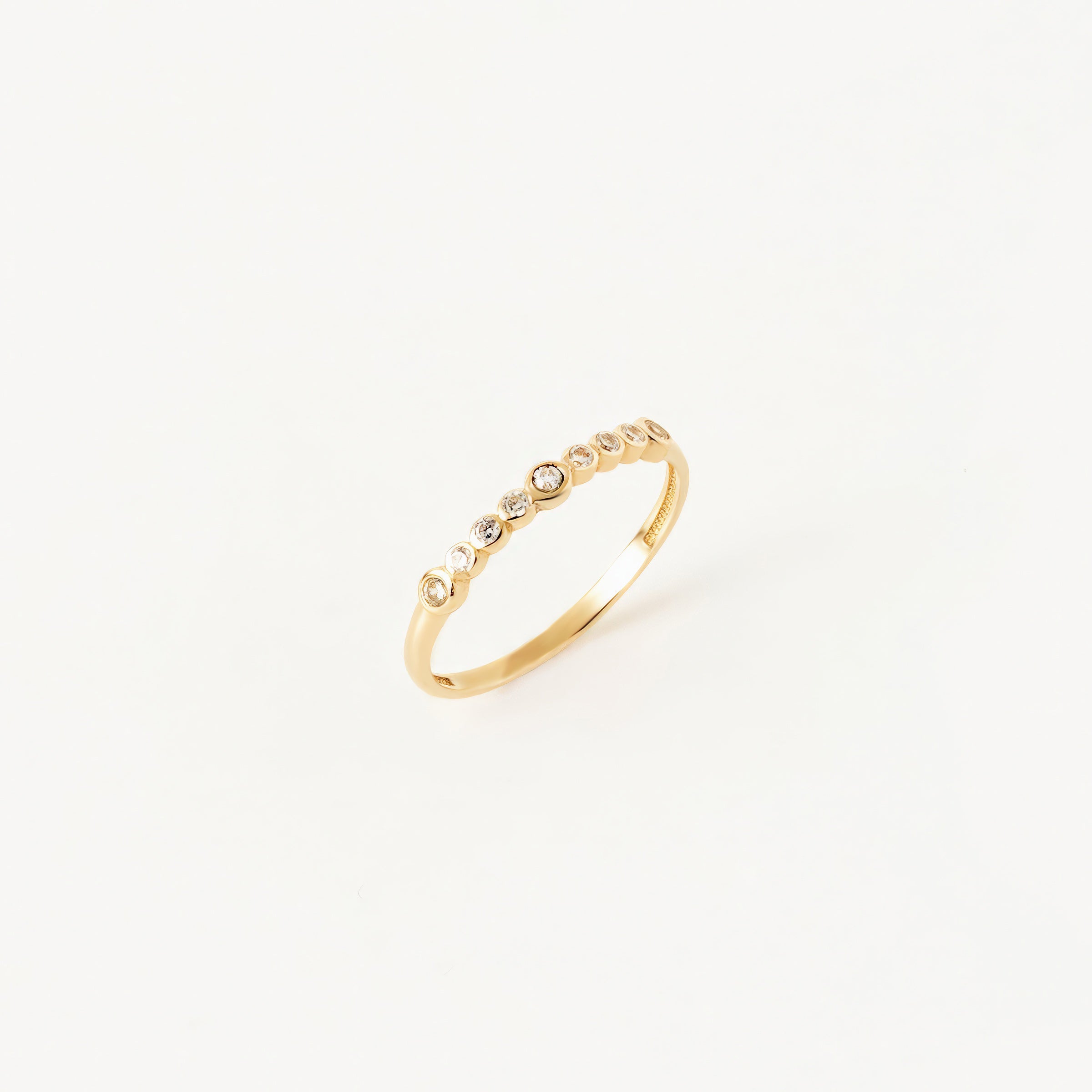 Half CZ Band Ring in 14K Gold