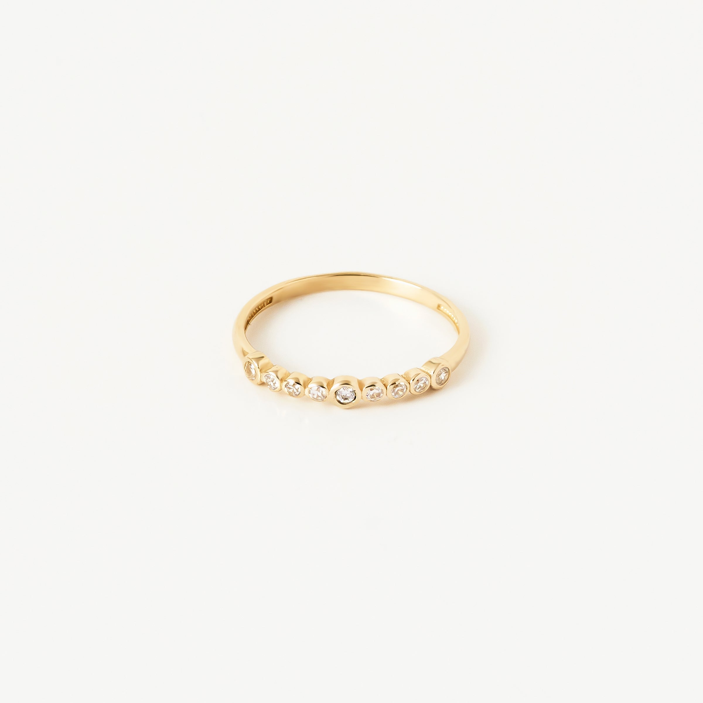 Half CZ Band Ring in 14K Gold