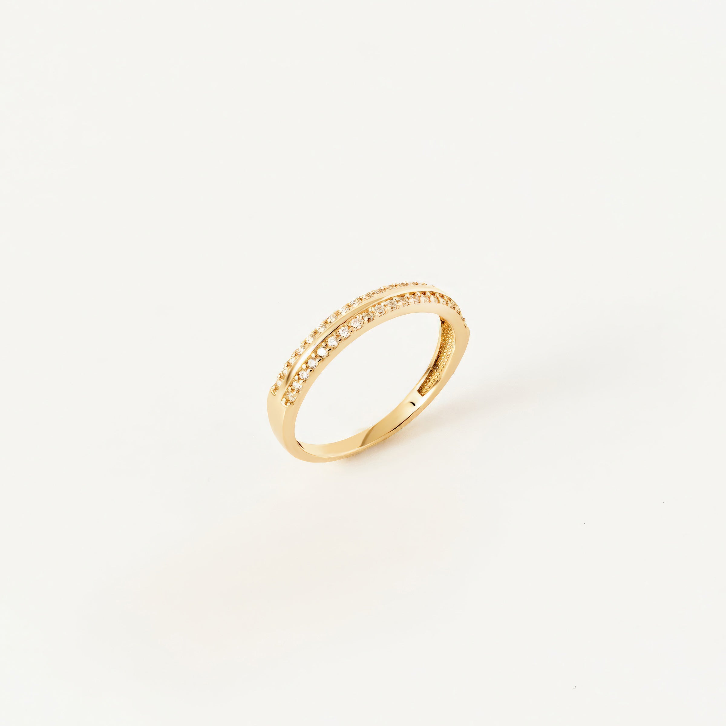 Pave-Set CZ Band in 14K Gold