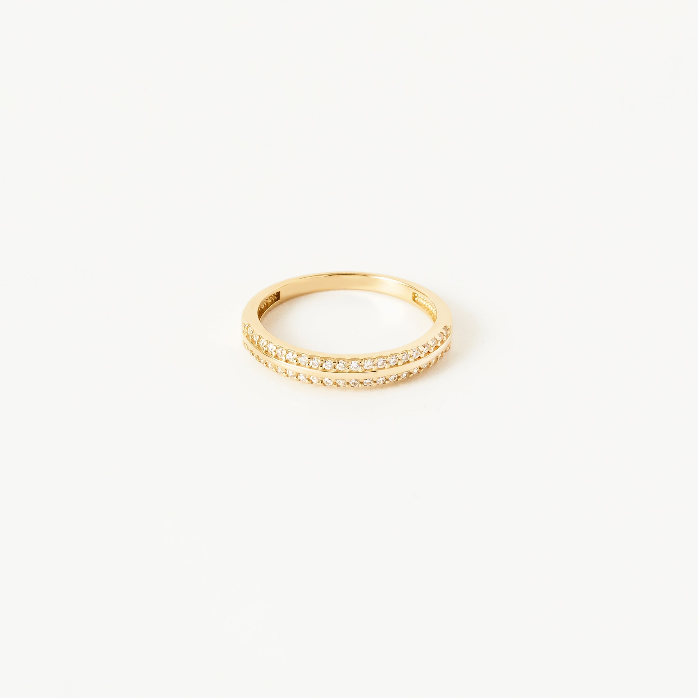 Pave-Set CZ Band in 14K Gold