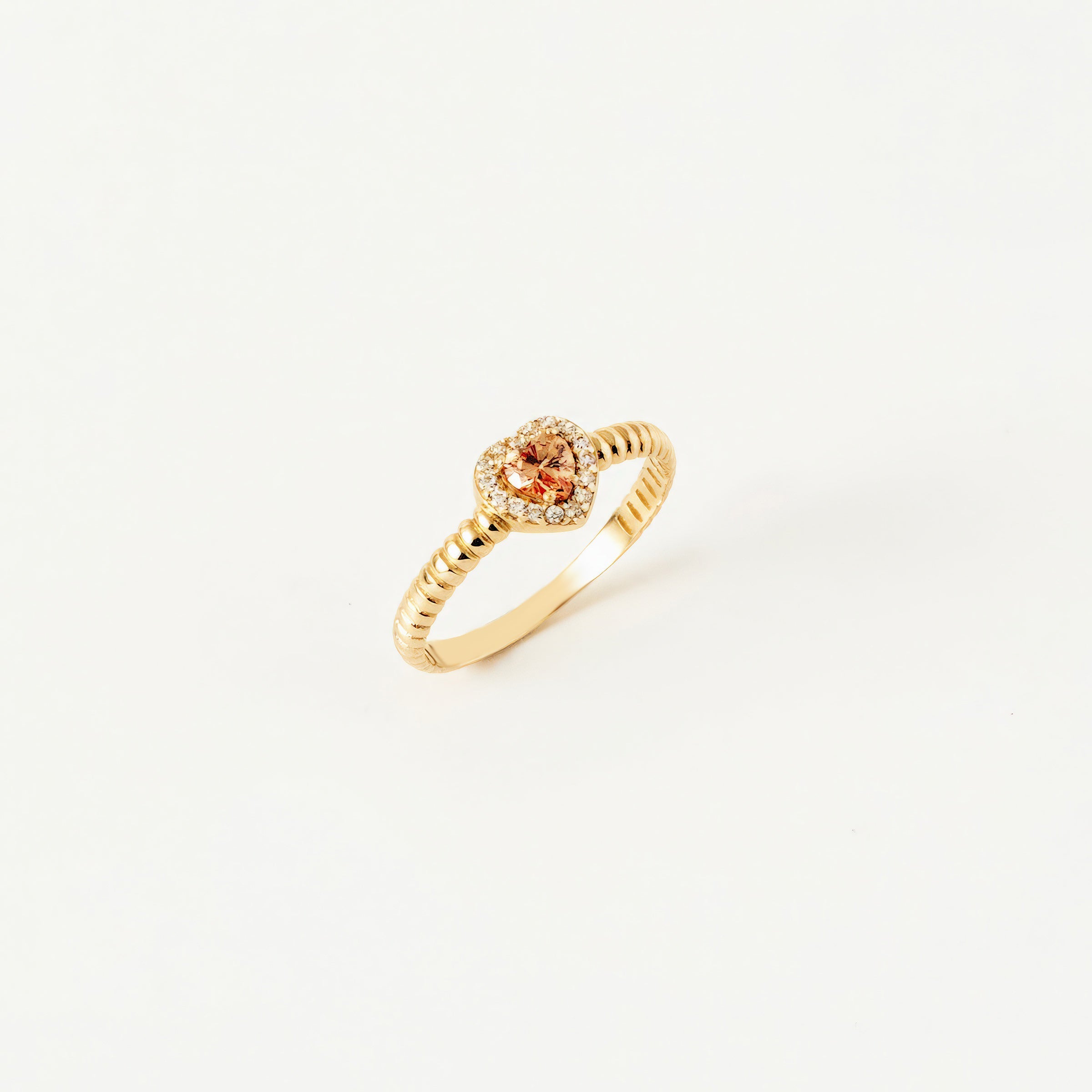 Solitaire Citrine CZ 14K Gold Ring