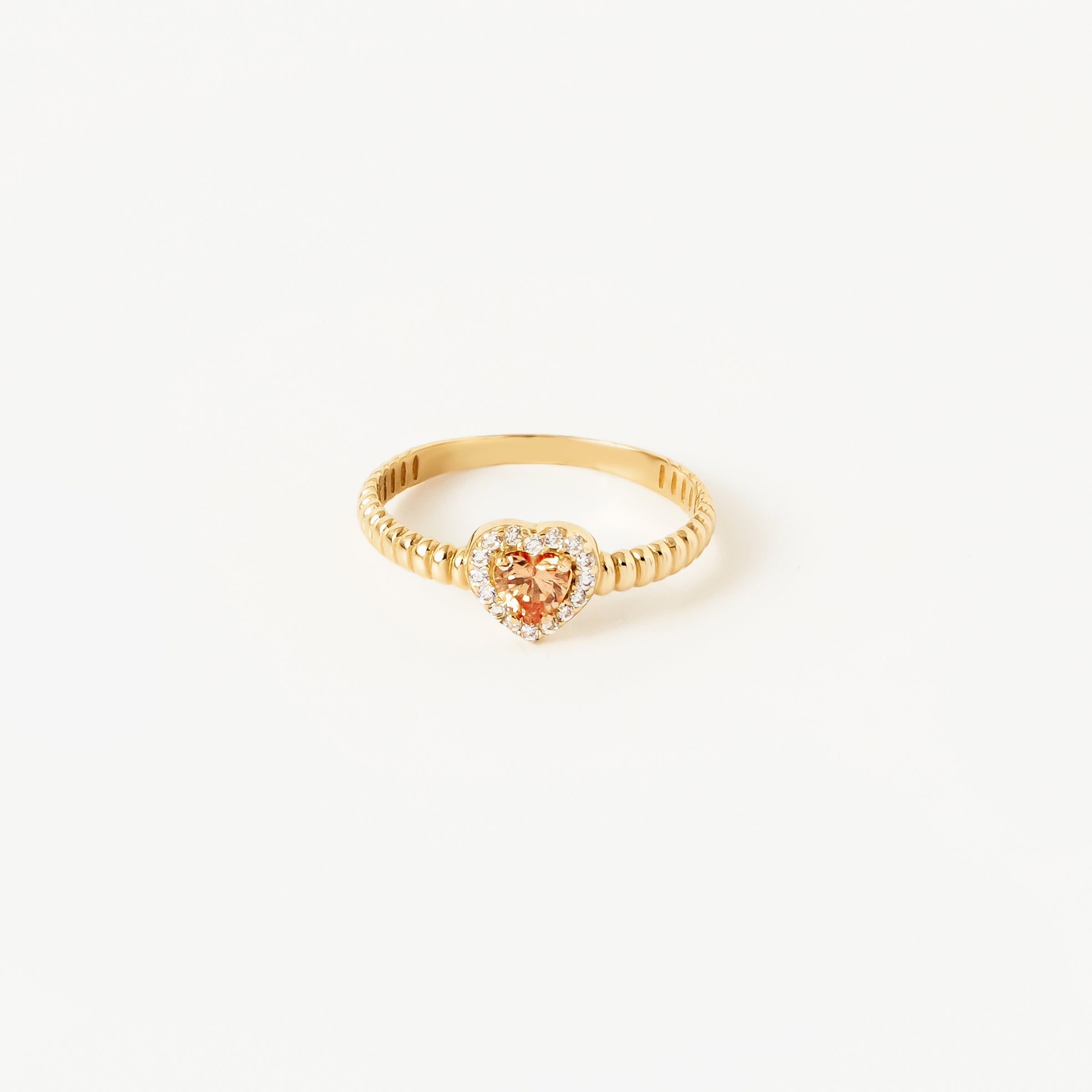 Solitaire Citrine CZ 14K Gold Ring