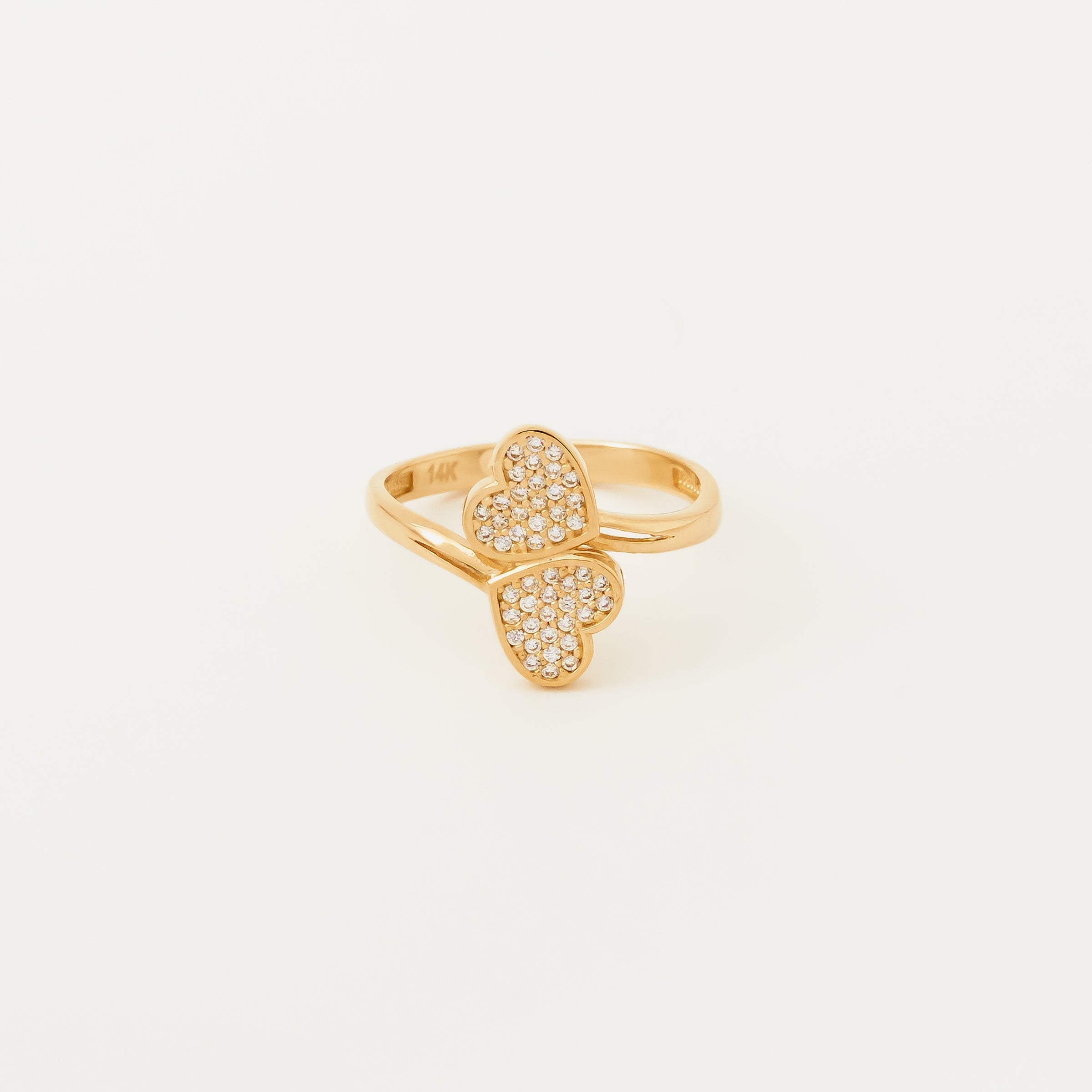 Heart-Shaped Pave CZ Ring in 14K Gold