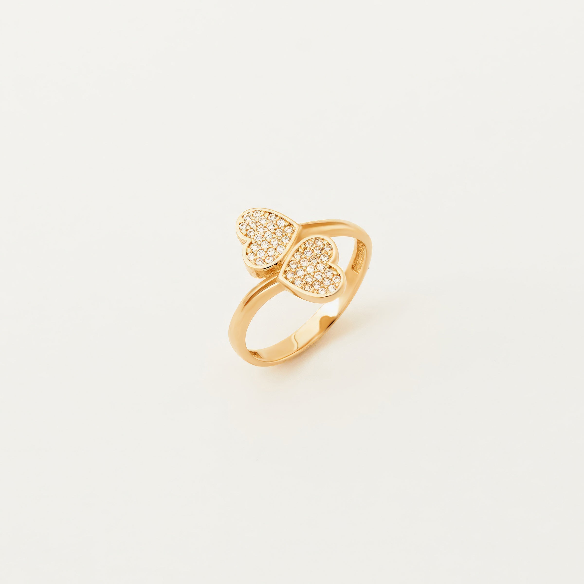 Heart-Shaped Pave CZ Ring in 14K Gold