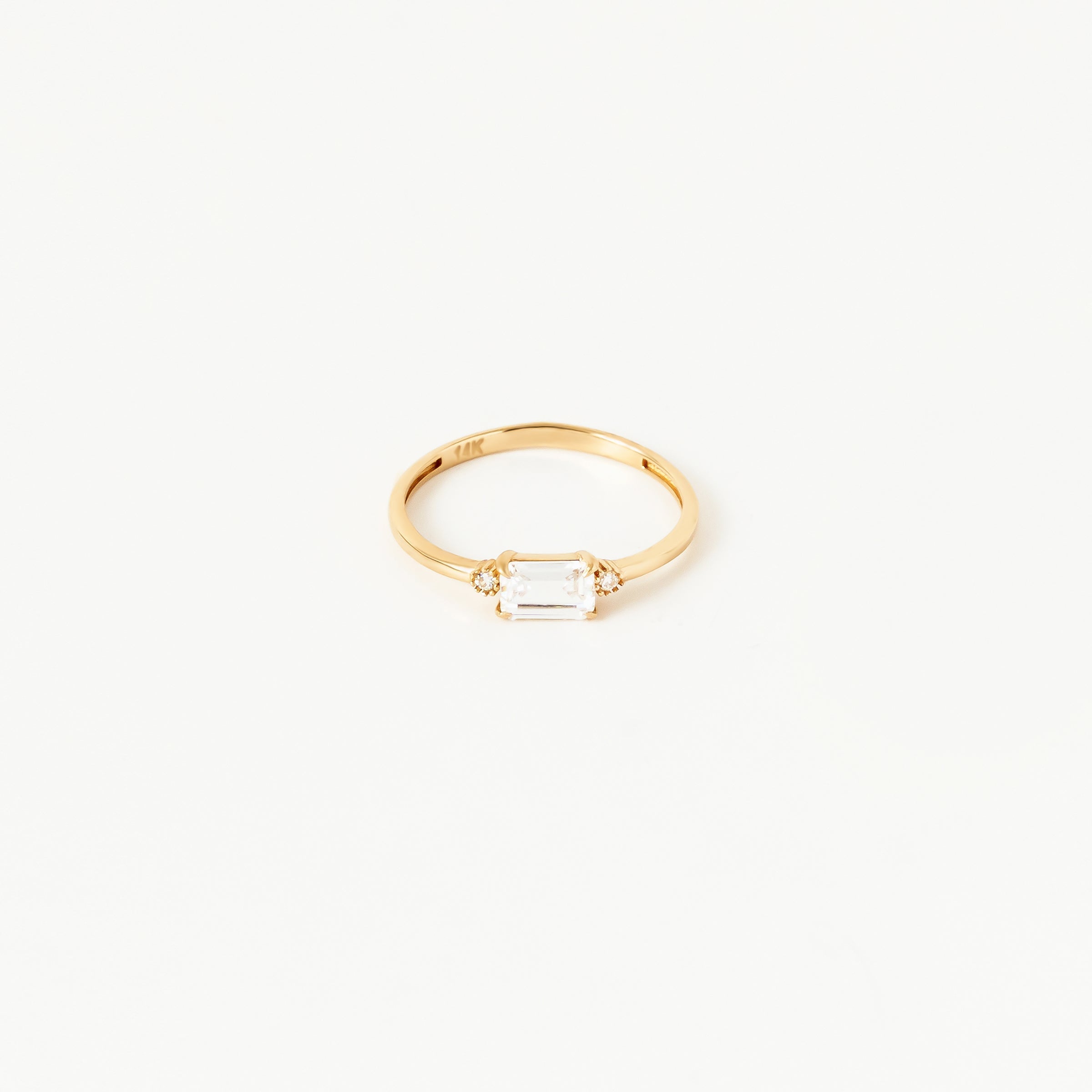 Solitaire CZ Accent Ring in 14K Gold