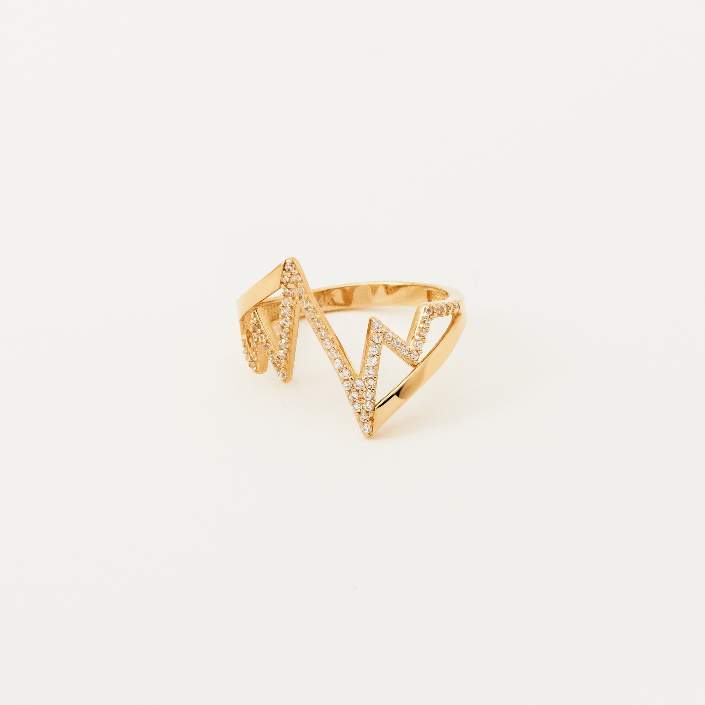 Heartbeat CZ-Accented Ring in 14K Gold