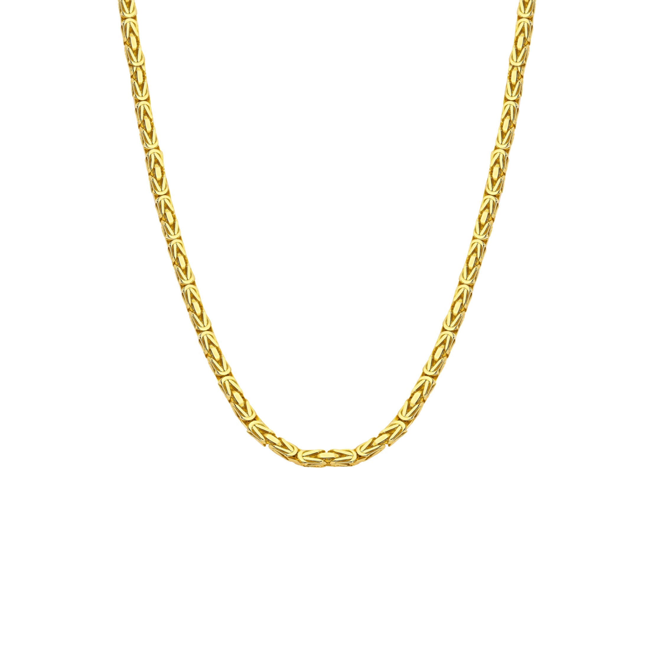 14K Gold Byzantine Square Chain Necklace - 2.20 mm | Elegant Byzantine Necklace for Men & Women