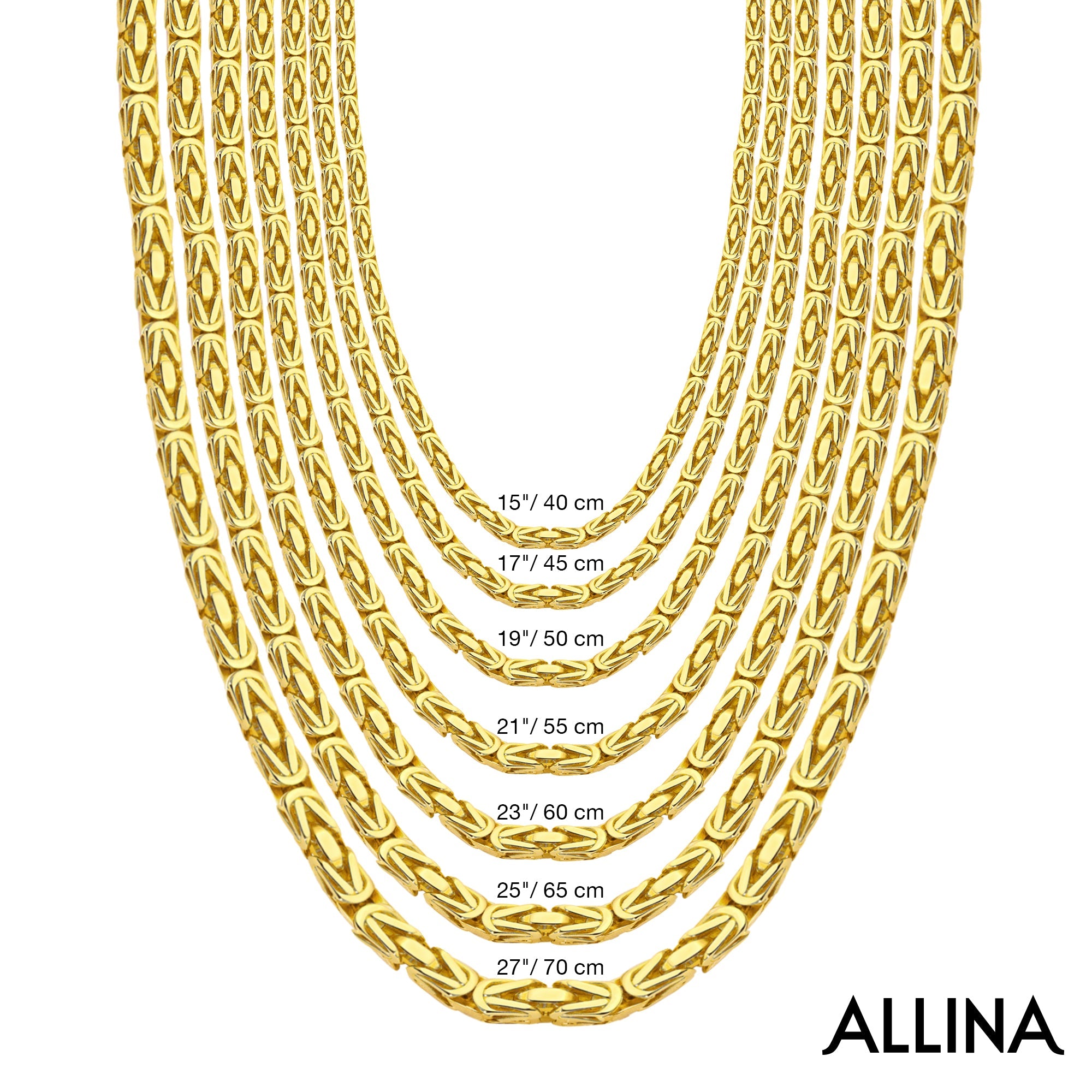 Gold Square Byzantine Chain Necklace - 4.00mm | Luxurious Statement Jewelry