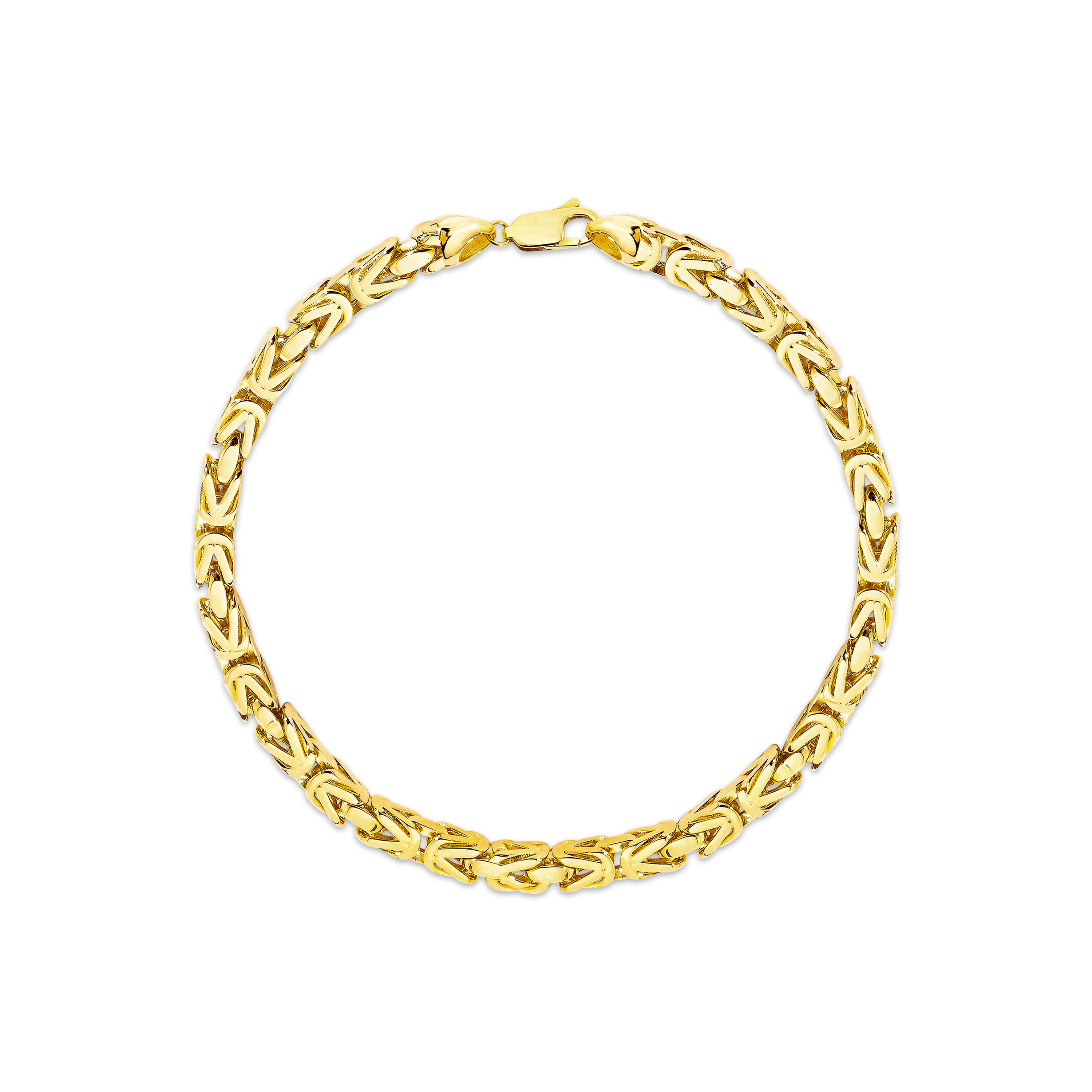 14K Gold Byzantine Square Chain Bracelet - 5.00mm | Intricate & Luxurious Gold Jewelry