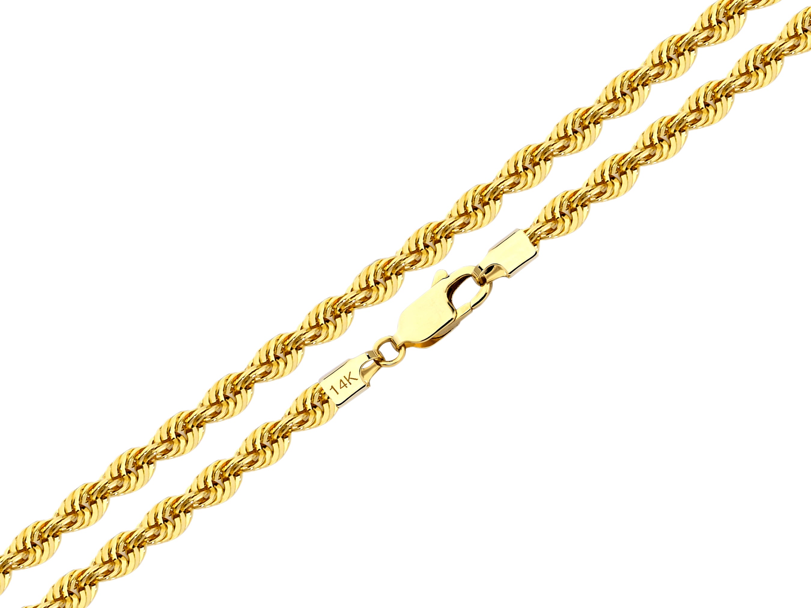 14K Gold Rope Twisted Chain Necklace - 2.55 mm | Elegant & Durable Gold Necklace