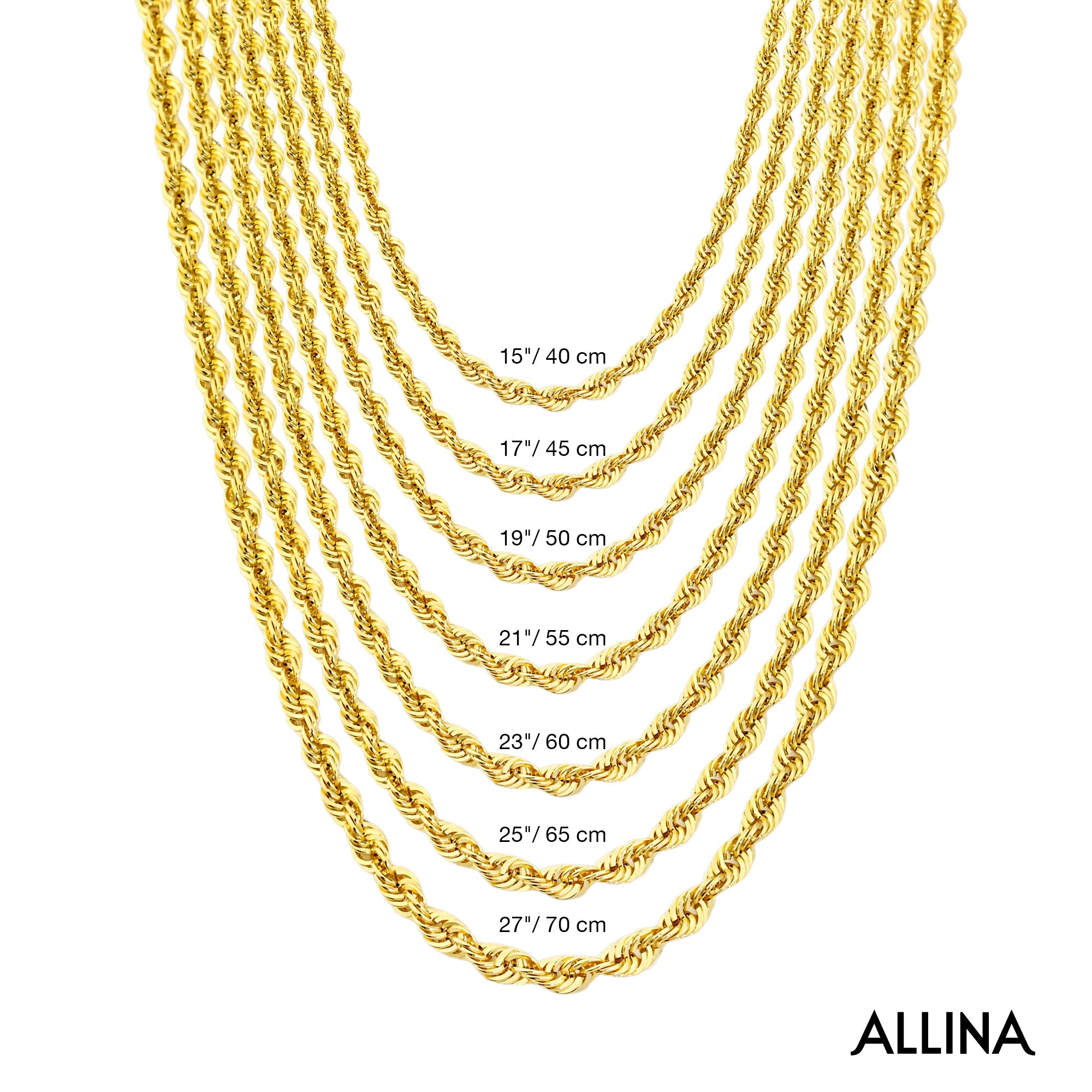 14K Gold Twisted Rope Chain Necklace - 2.85 mm | Classic & Elegant Gold Chain