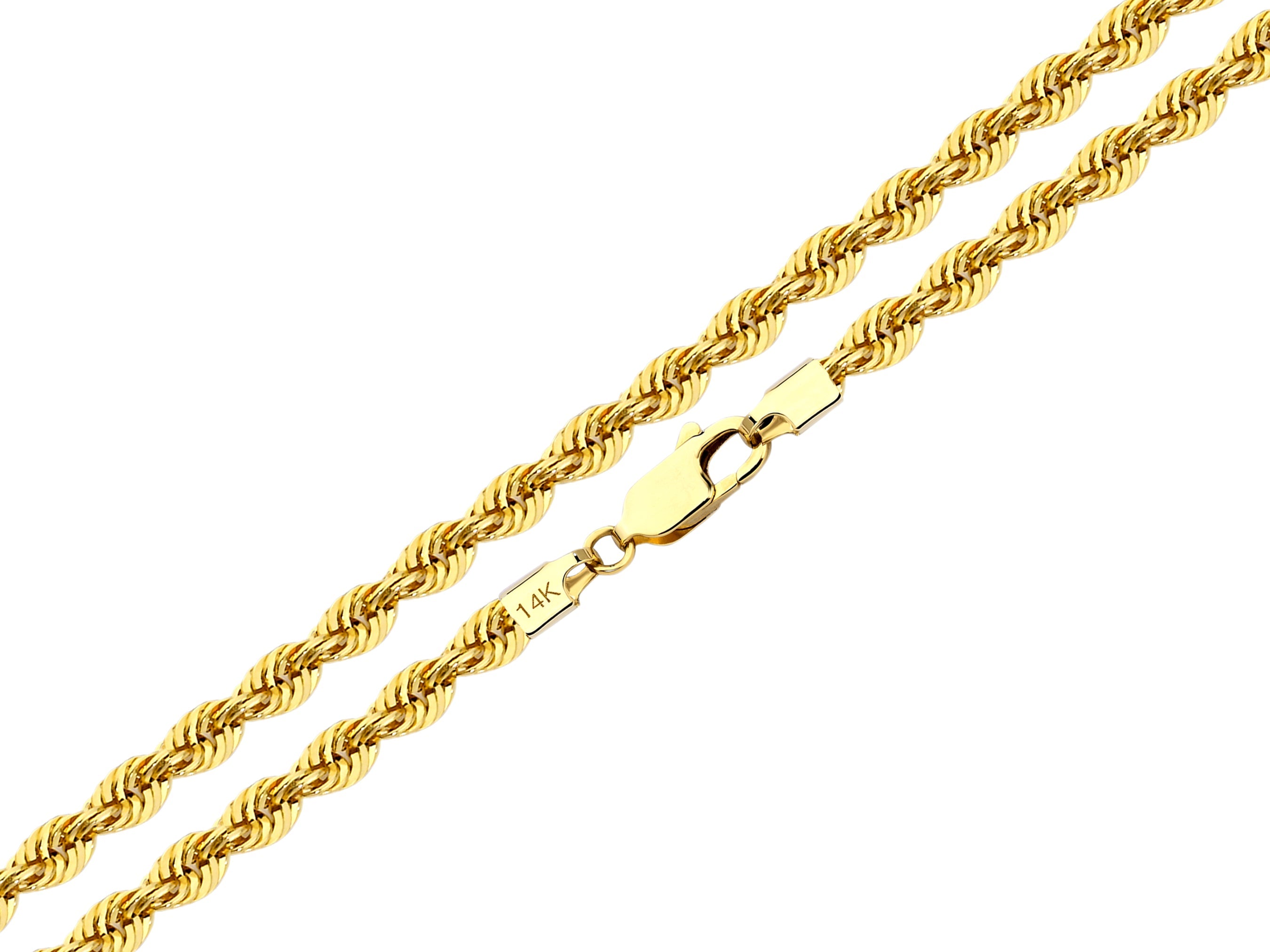 14K Gold Twisted Rope Chain Necklace - 2.85 mm | Classic & Elegant Gold Chain