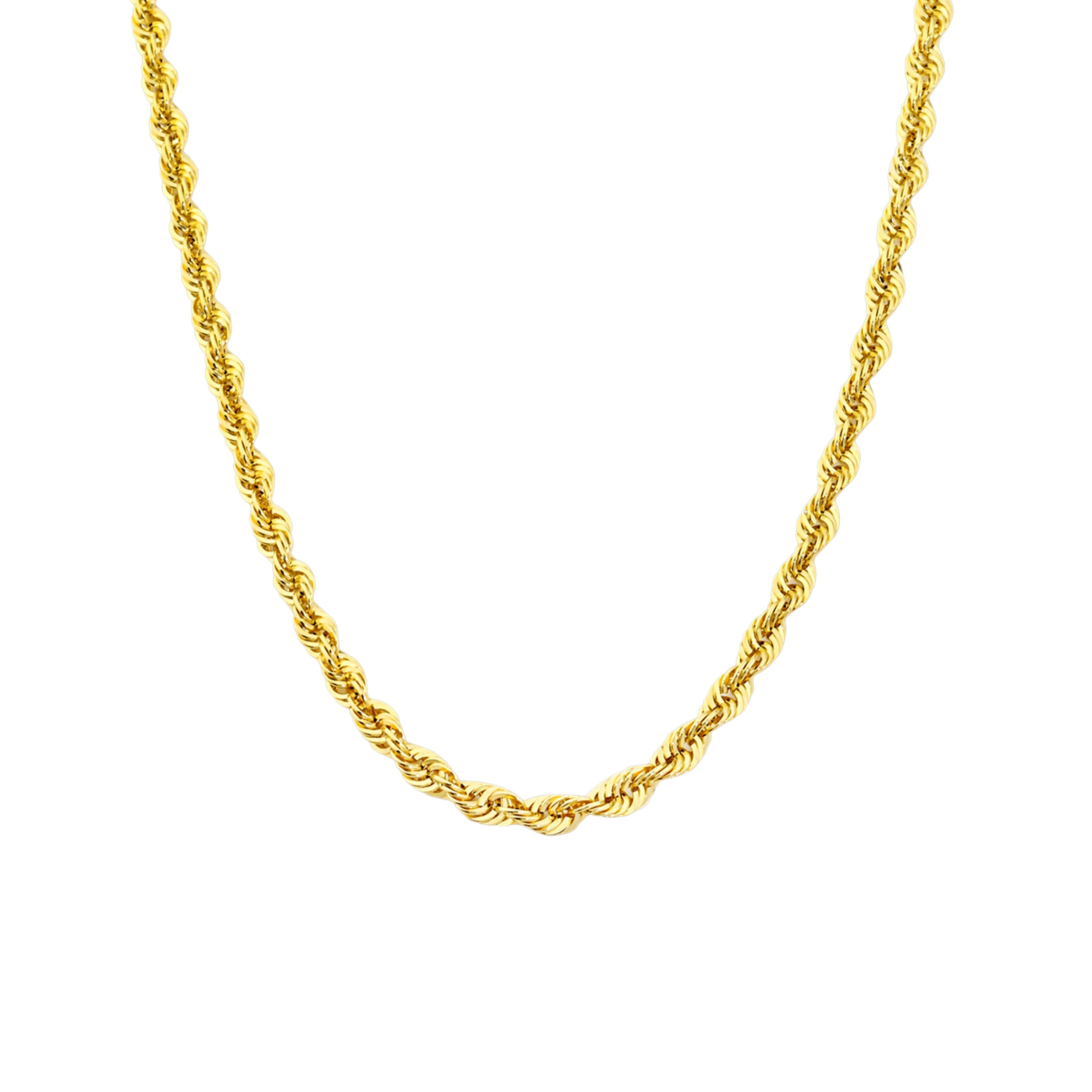 14K Gold Twisted Rope Chain Necklace - 2.85 mm | Classic & Elegant Gold Chain