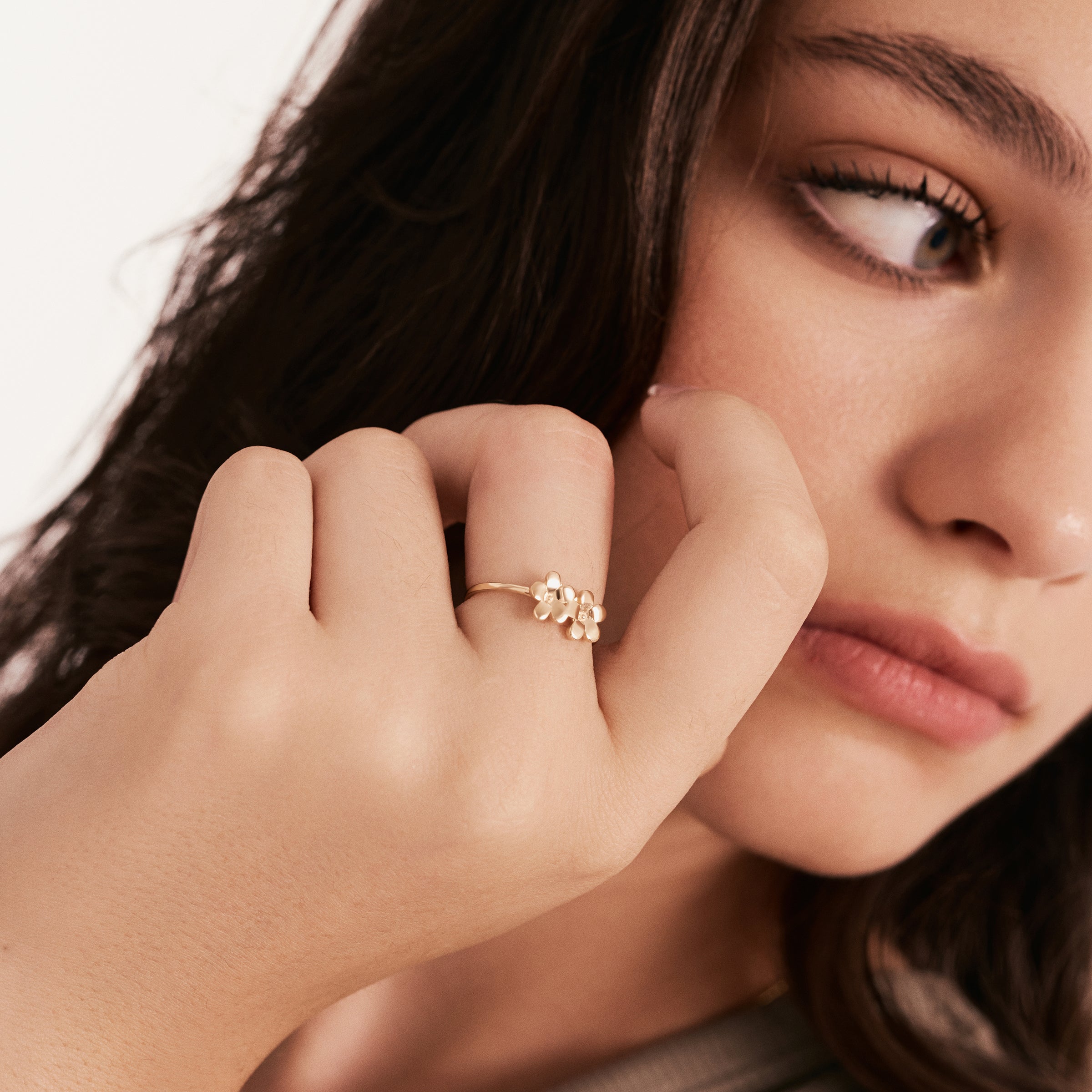 Petite Floral Cluster Ring in 14K Gold