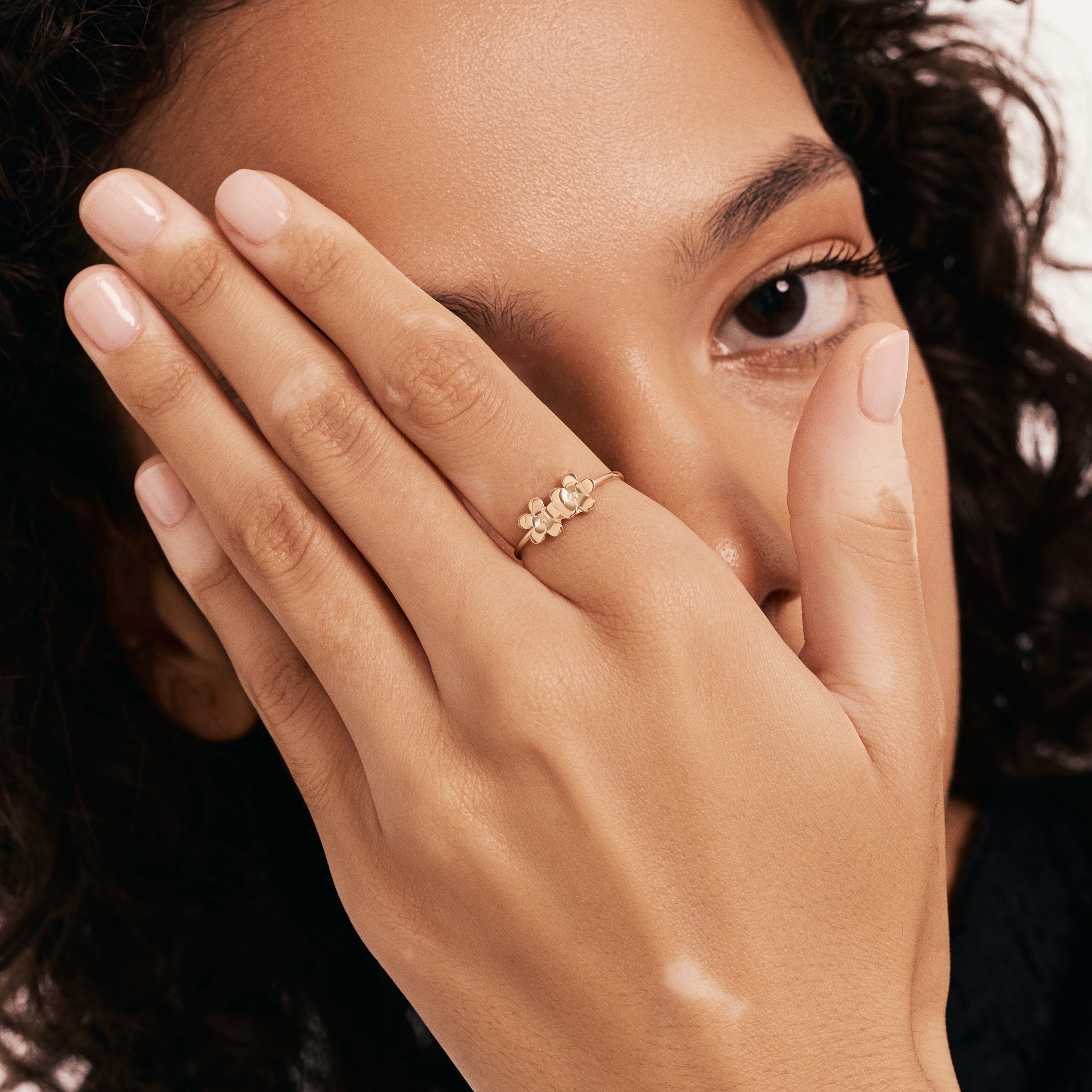 Petite Floral Cluster Ring in 14K Gold