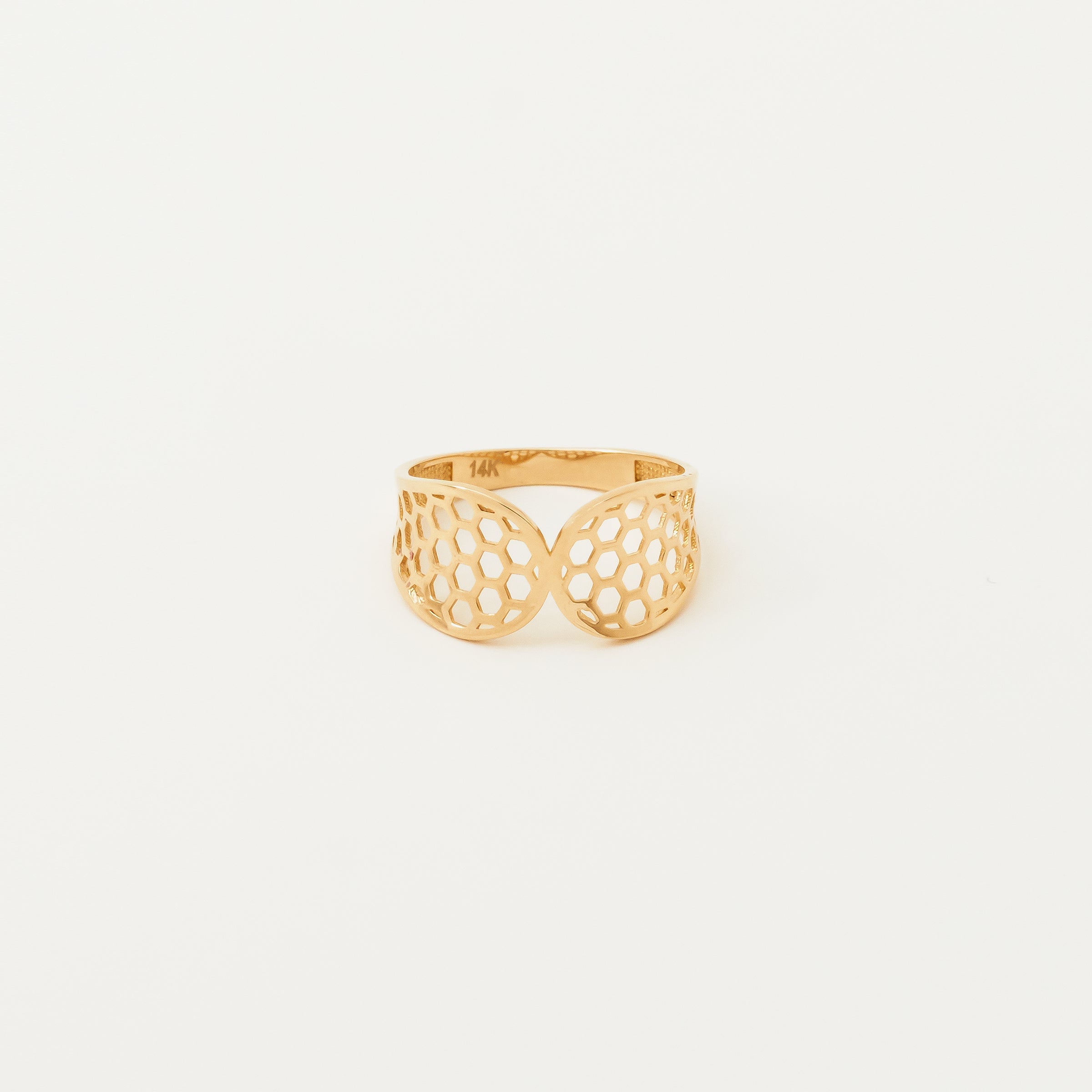 Honeycomb Design Ring in 14K Gold