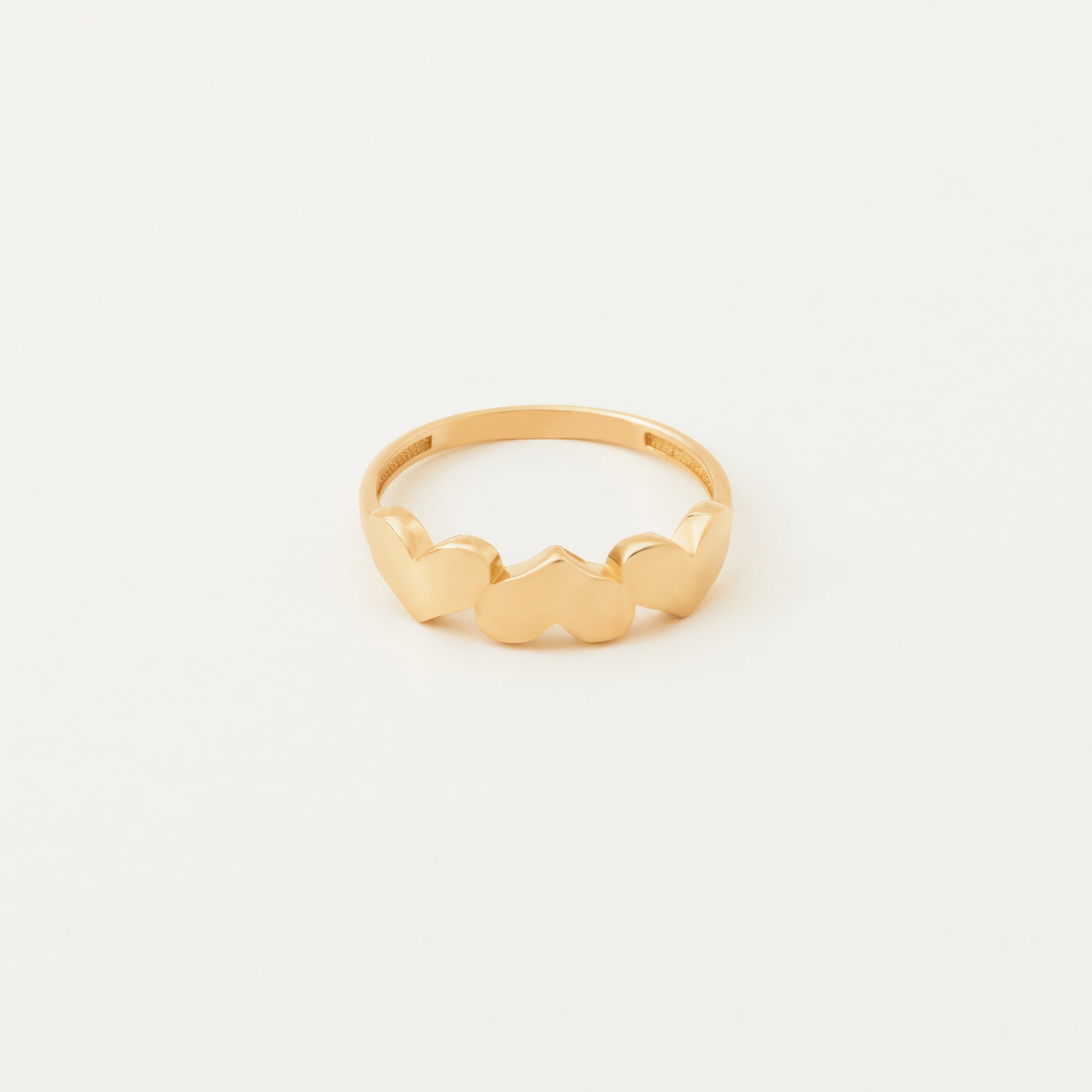 Three Heart Band Ring in 14K Gold