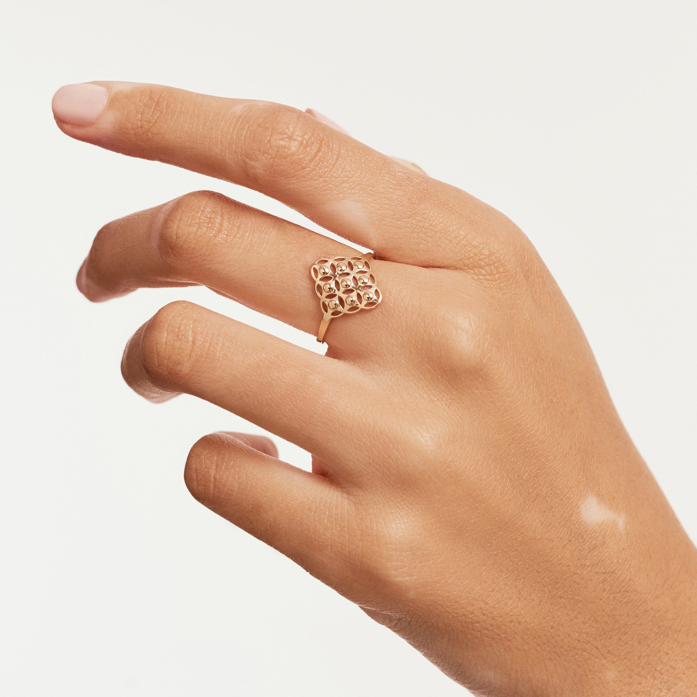 Stamp Pattern 14K Gold Ring