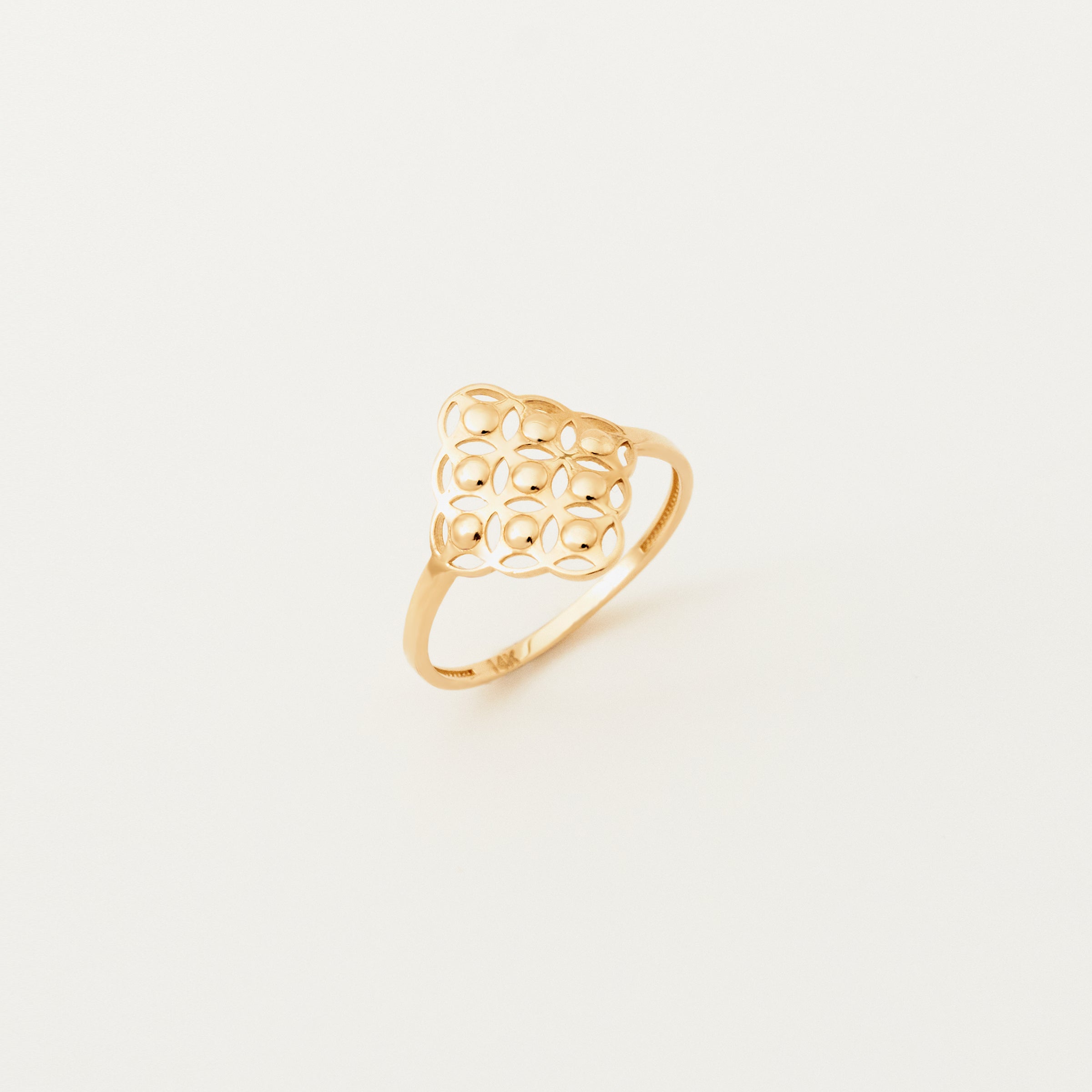 Stamp Pattern 14K Gold Ring