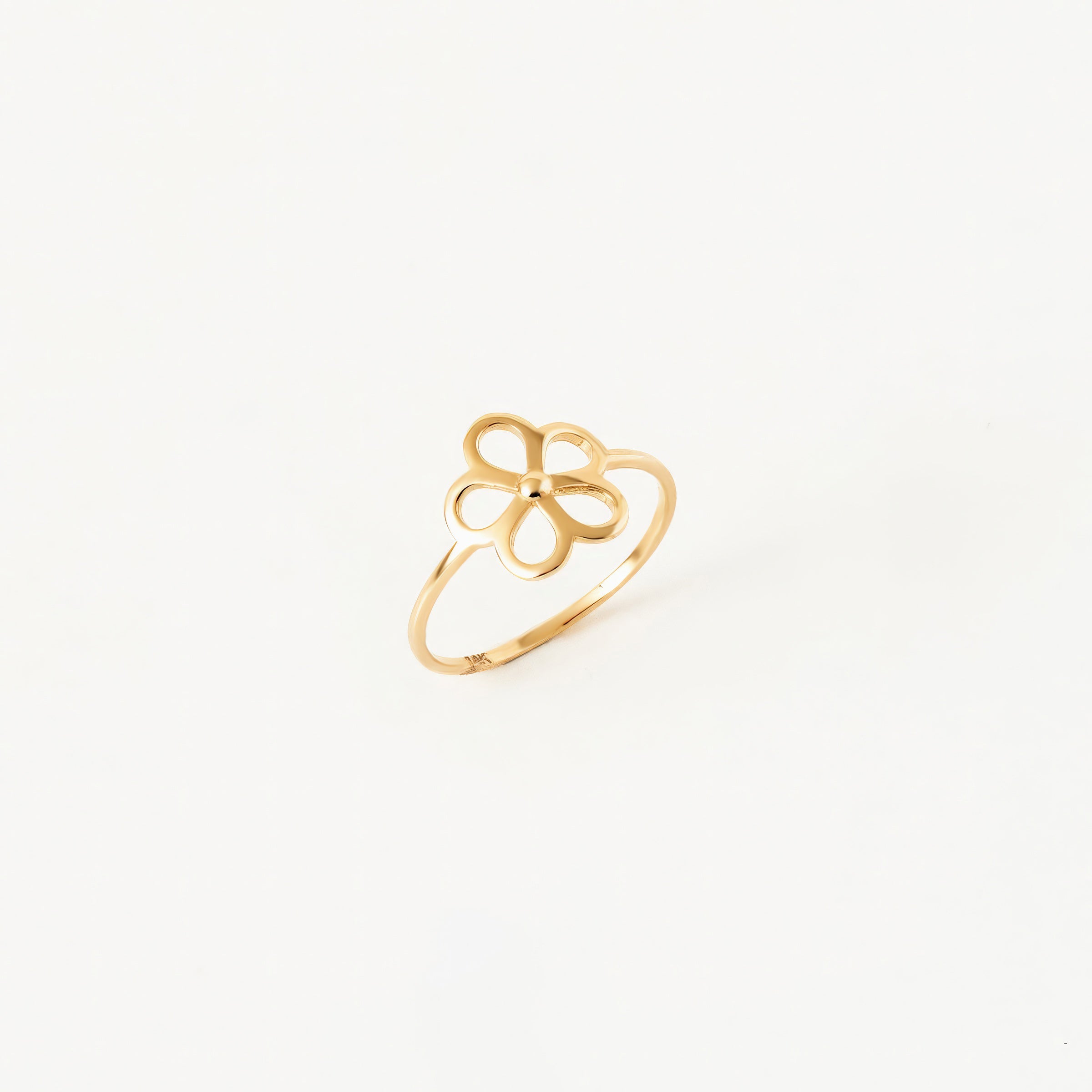 Minimalist Floral 14K Gold Ring