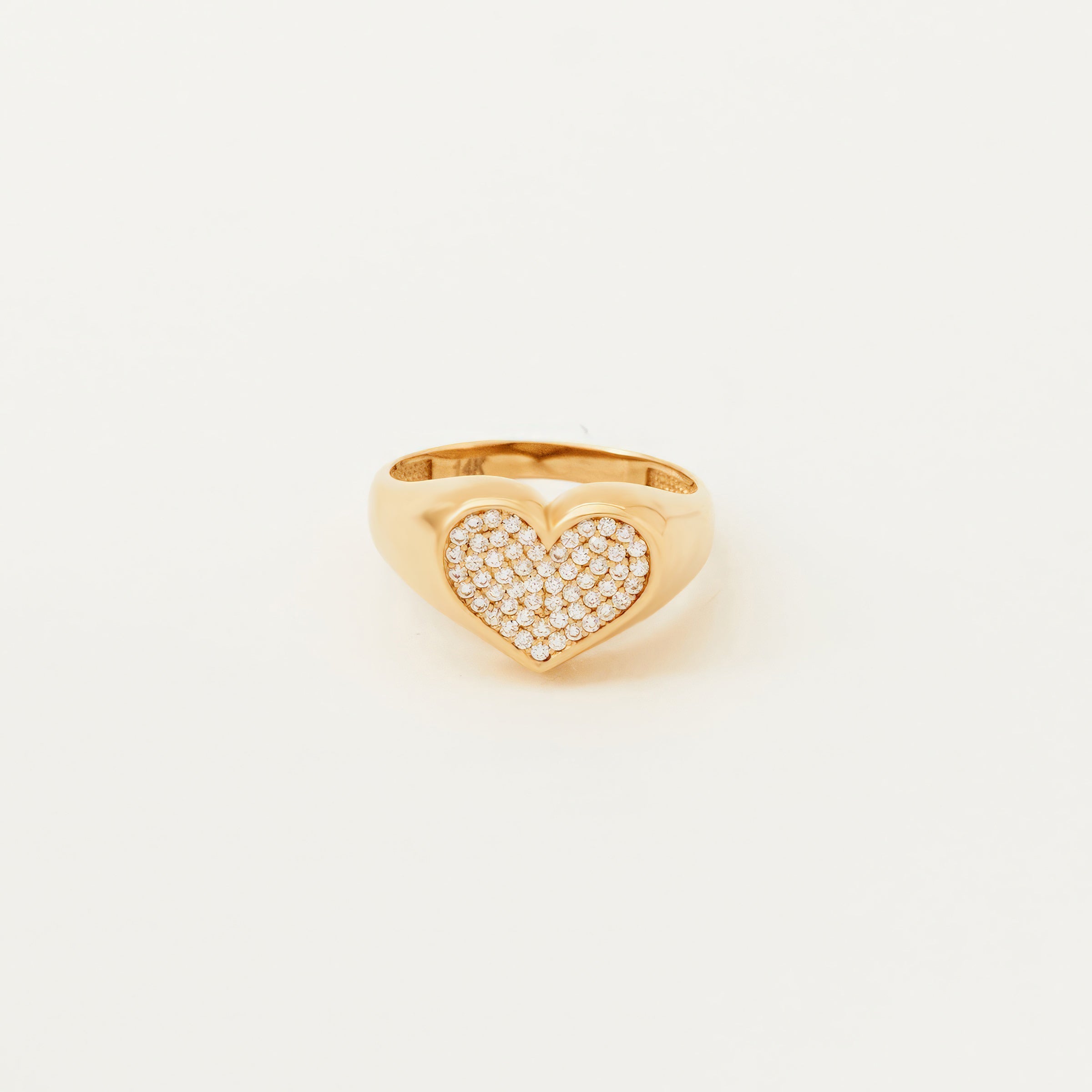 Pave CZ Heart 14K Gold Ring