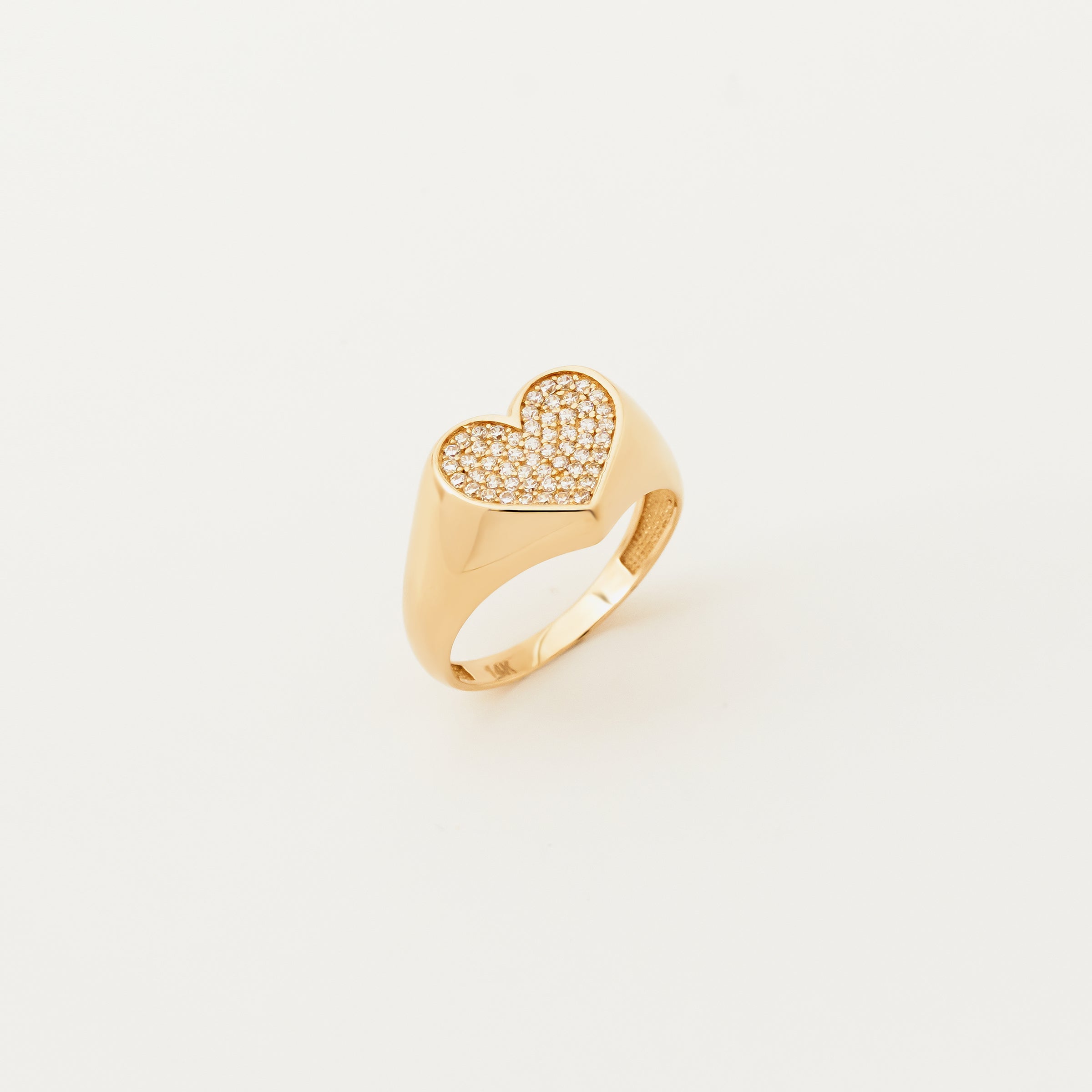 Pave CZ Heart 14K Gold Ring