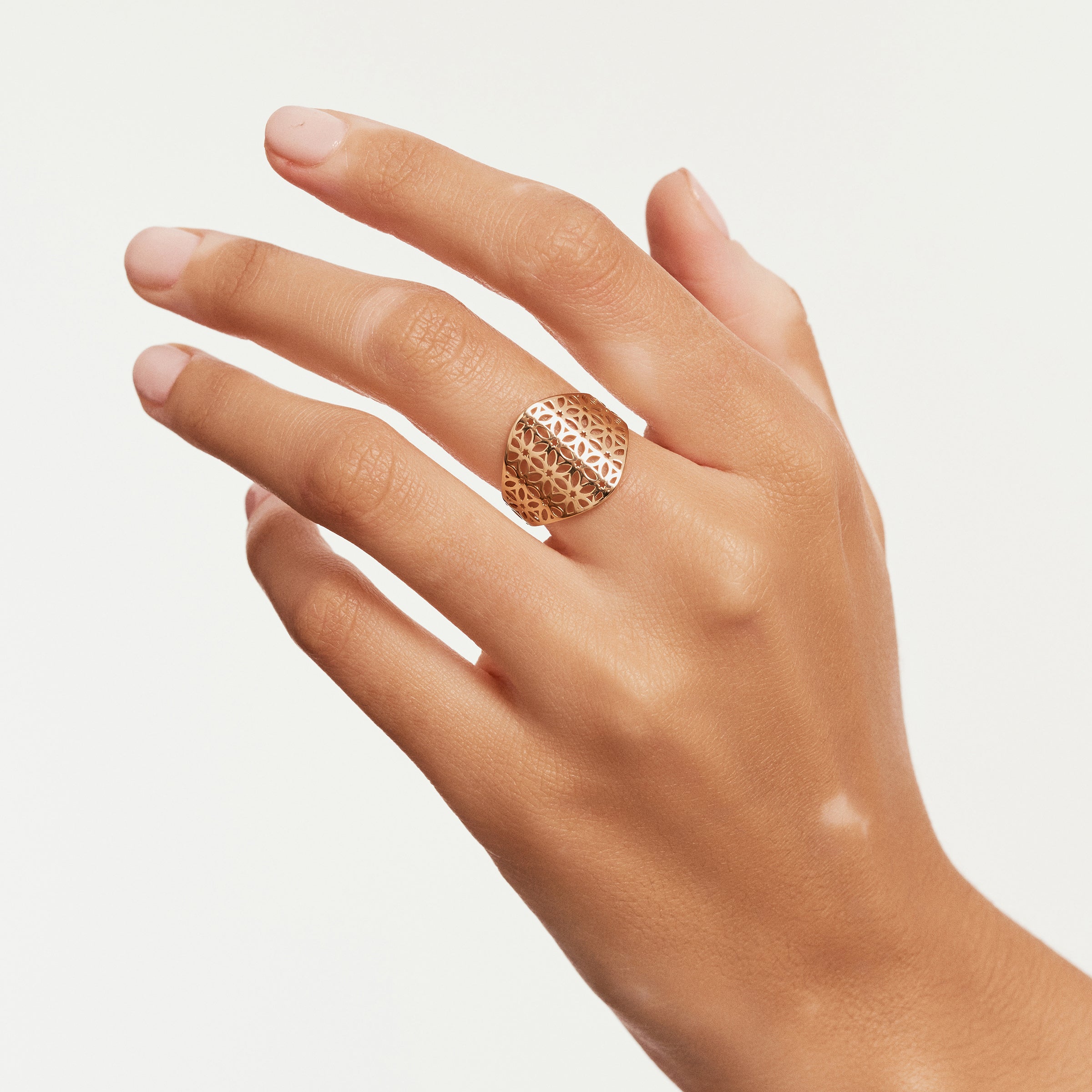 Geometric Floral Cage 14K Gold Ring