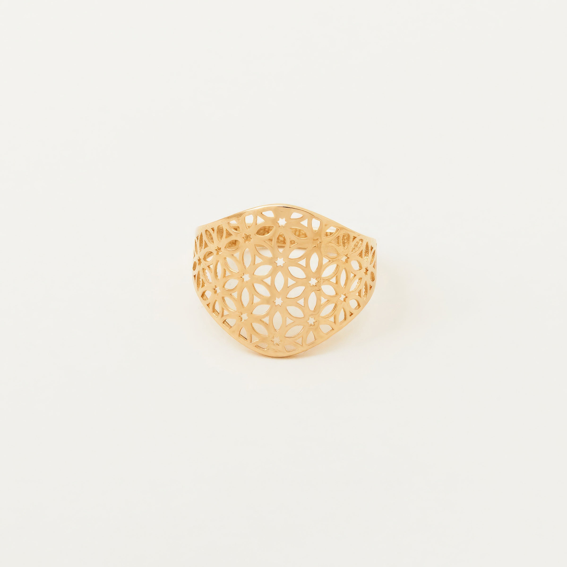 Geometric Floral Cage 14K Gold Ring