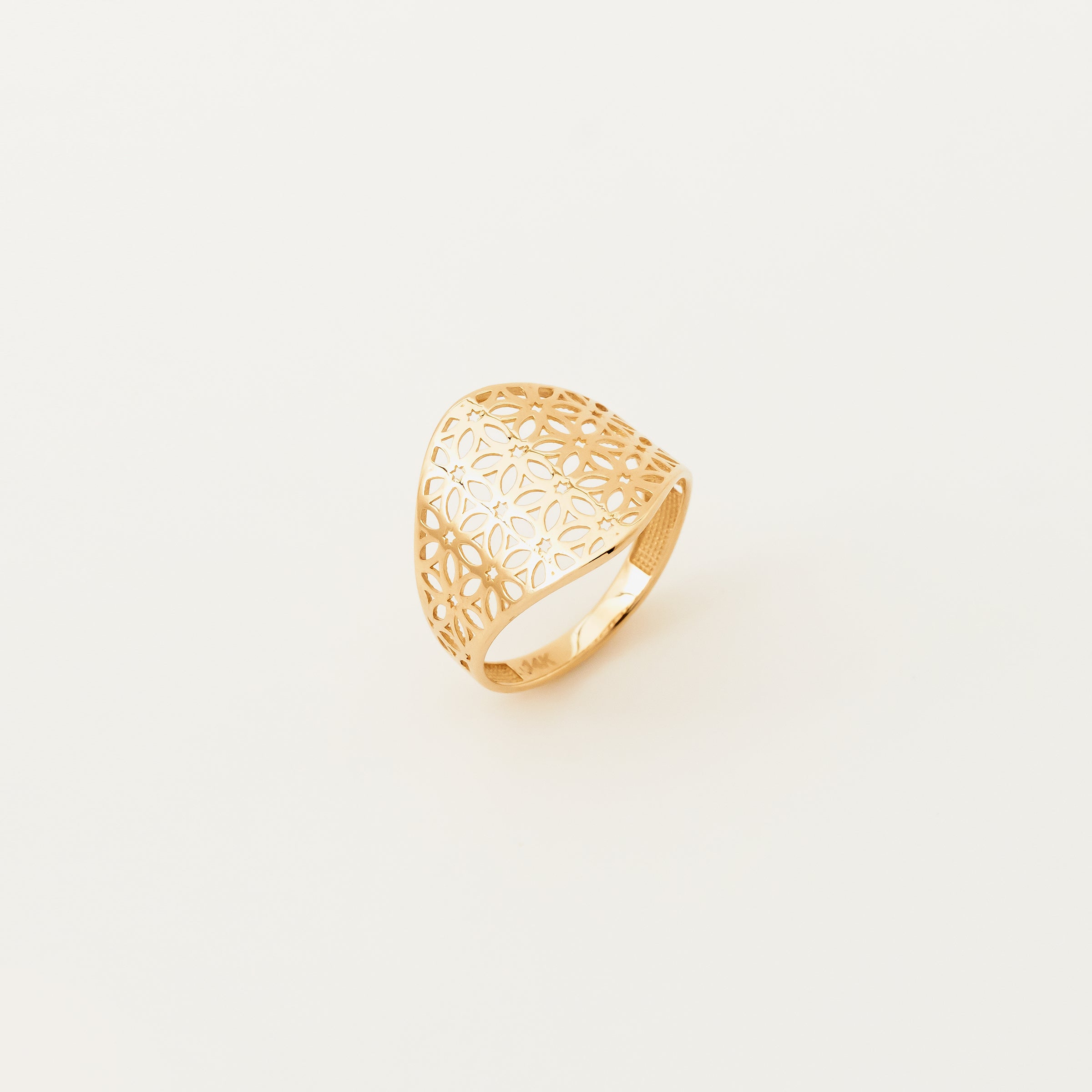 Geometric Floral Cage 14K Gold Ring