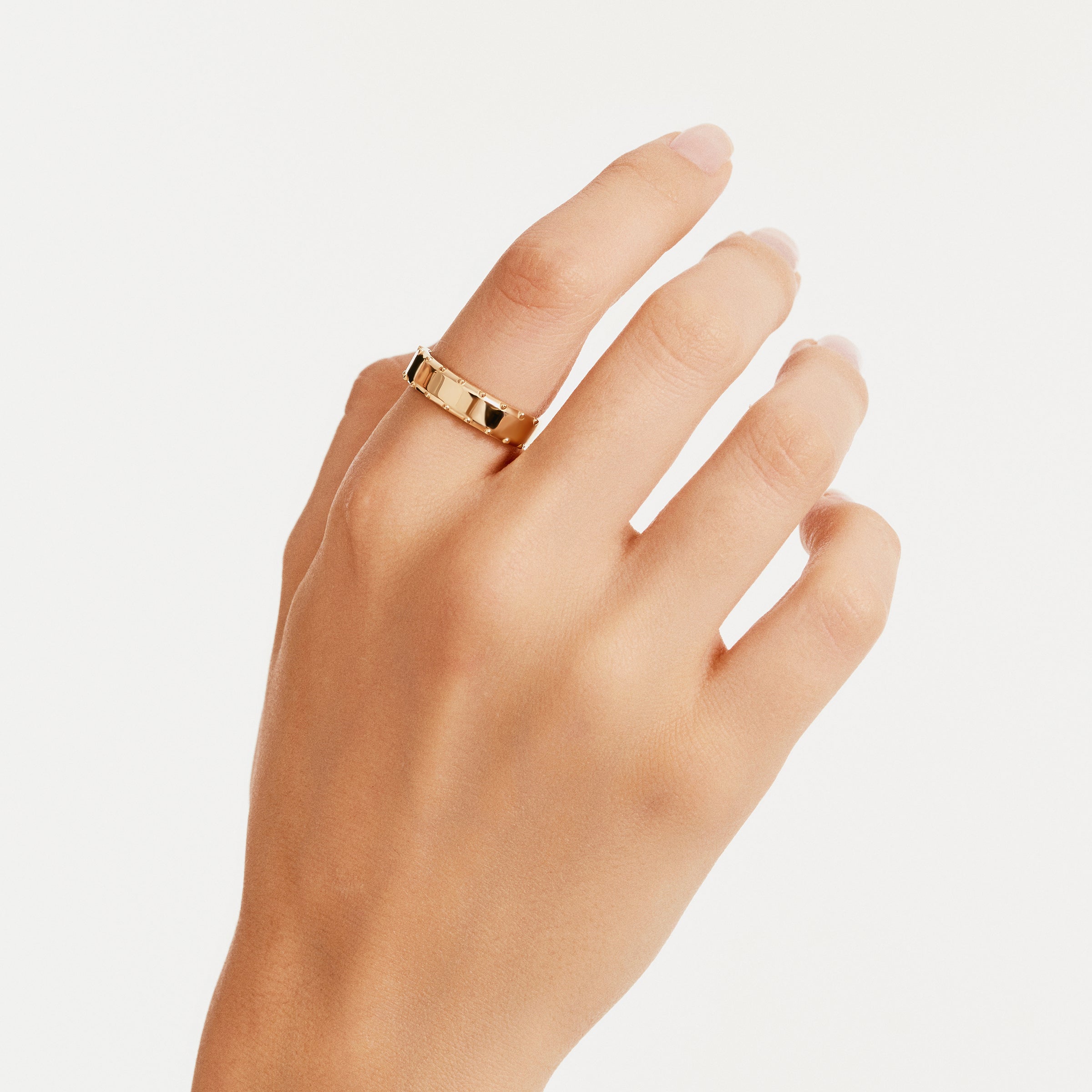 Bezel-Set Textured 14K Gold Band Ring