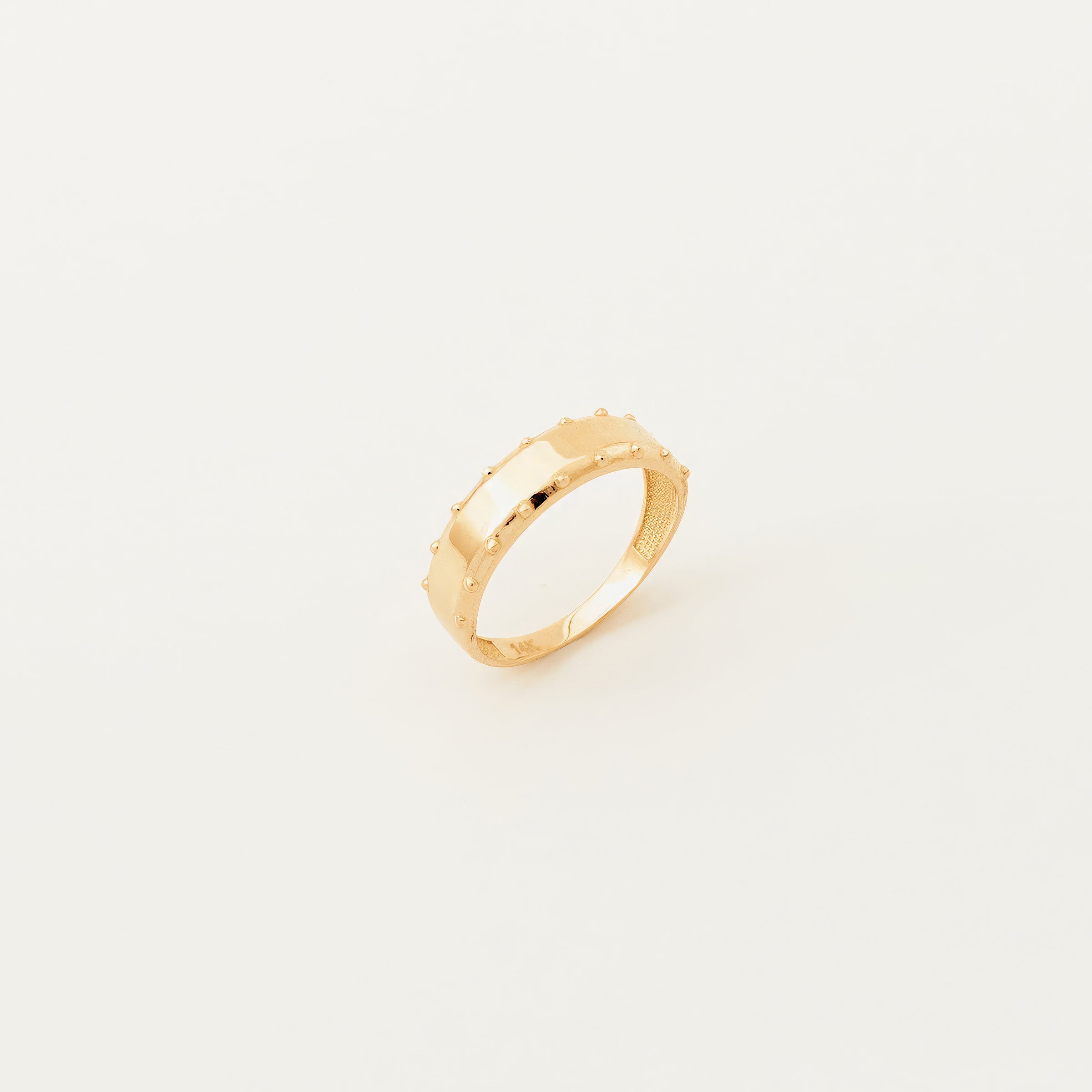 Bezel-Set Textured 14K Gold Band Ring