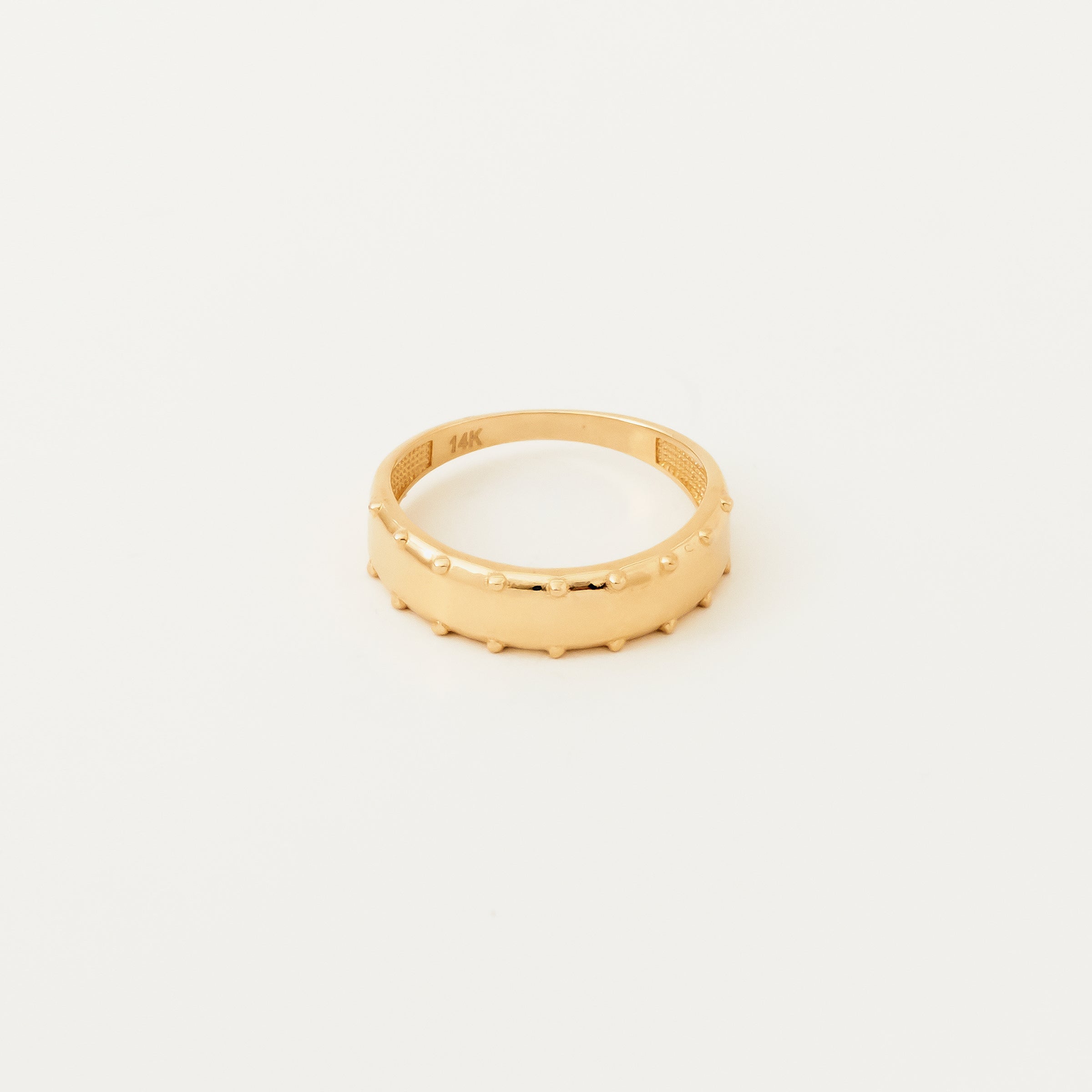 Bezel-Set Textured 14K Gold Band Ring