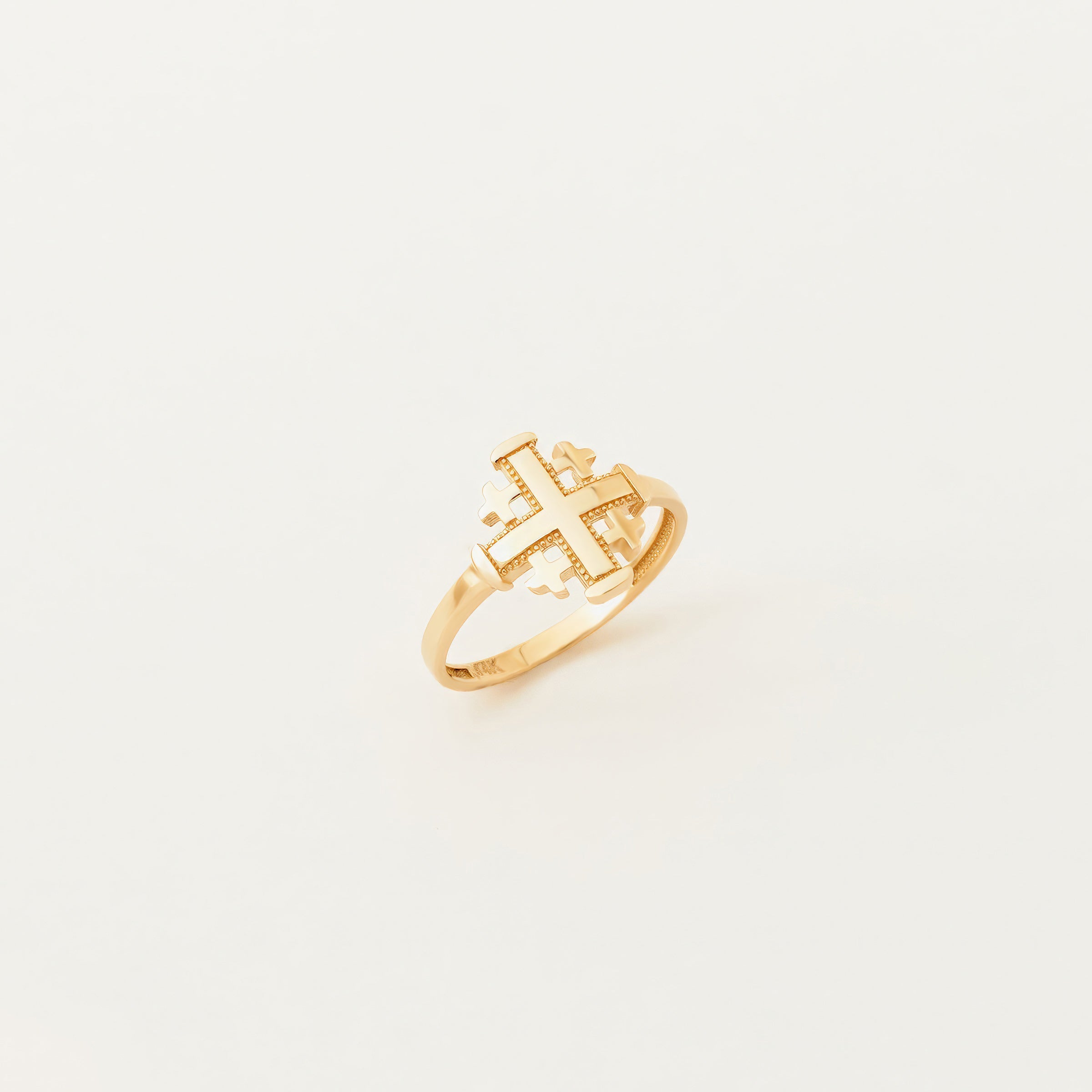 Geometric Cross Symbol 14K Gold Ring