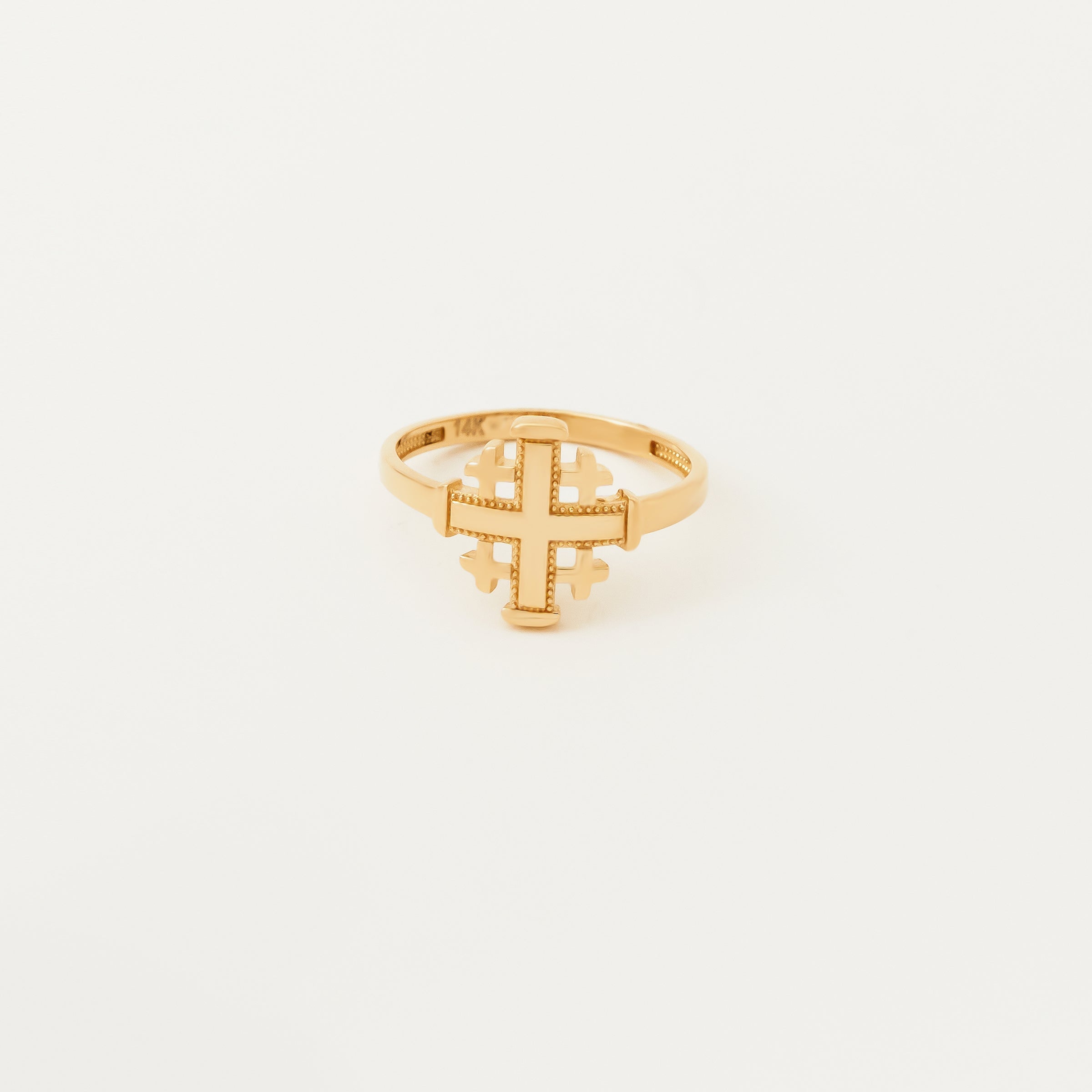 Geometric Cross Symbol 14K Gold Ring