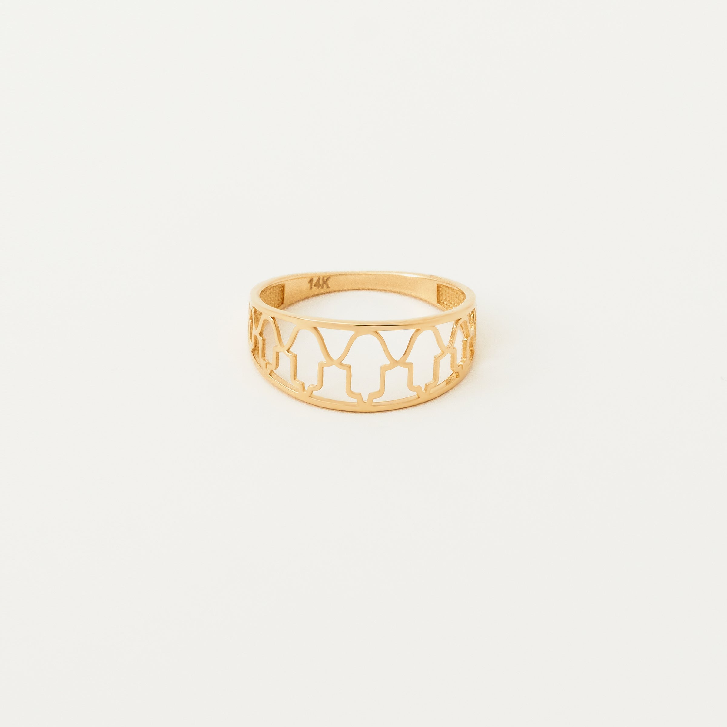 Hamsa Hand Pattern Band in 14K Gold