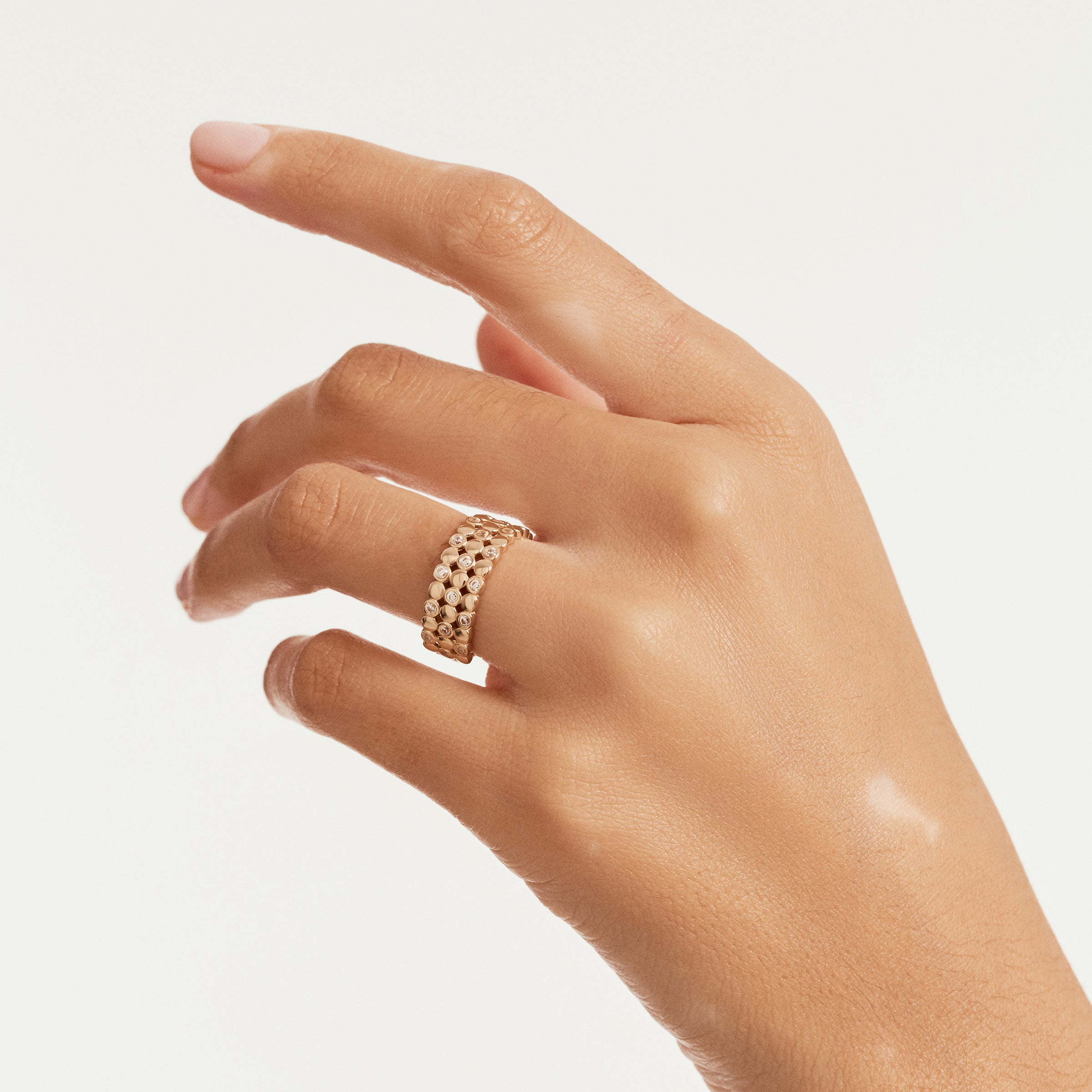 Pave CZ Accents Ring in 14K Gold