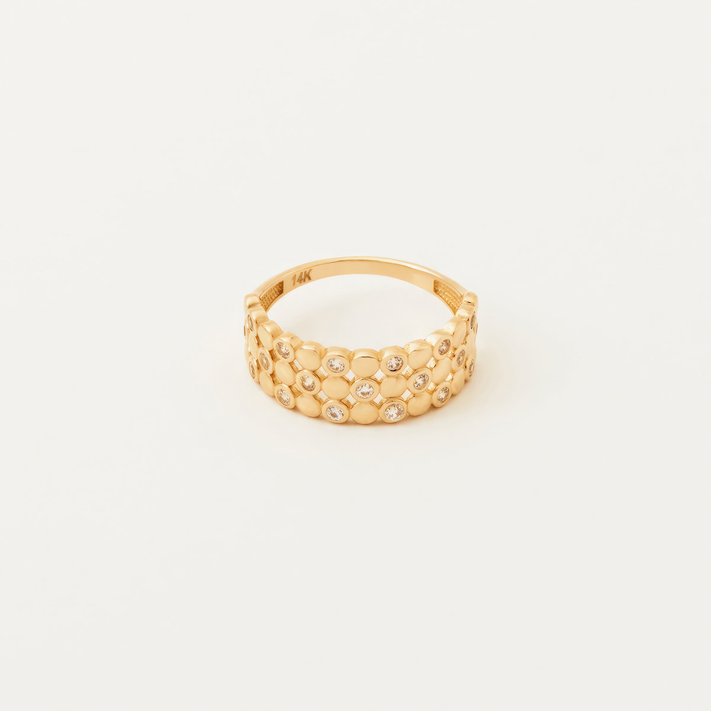 Pave CZ Accents Ring in 14K Gold