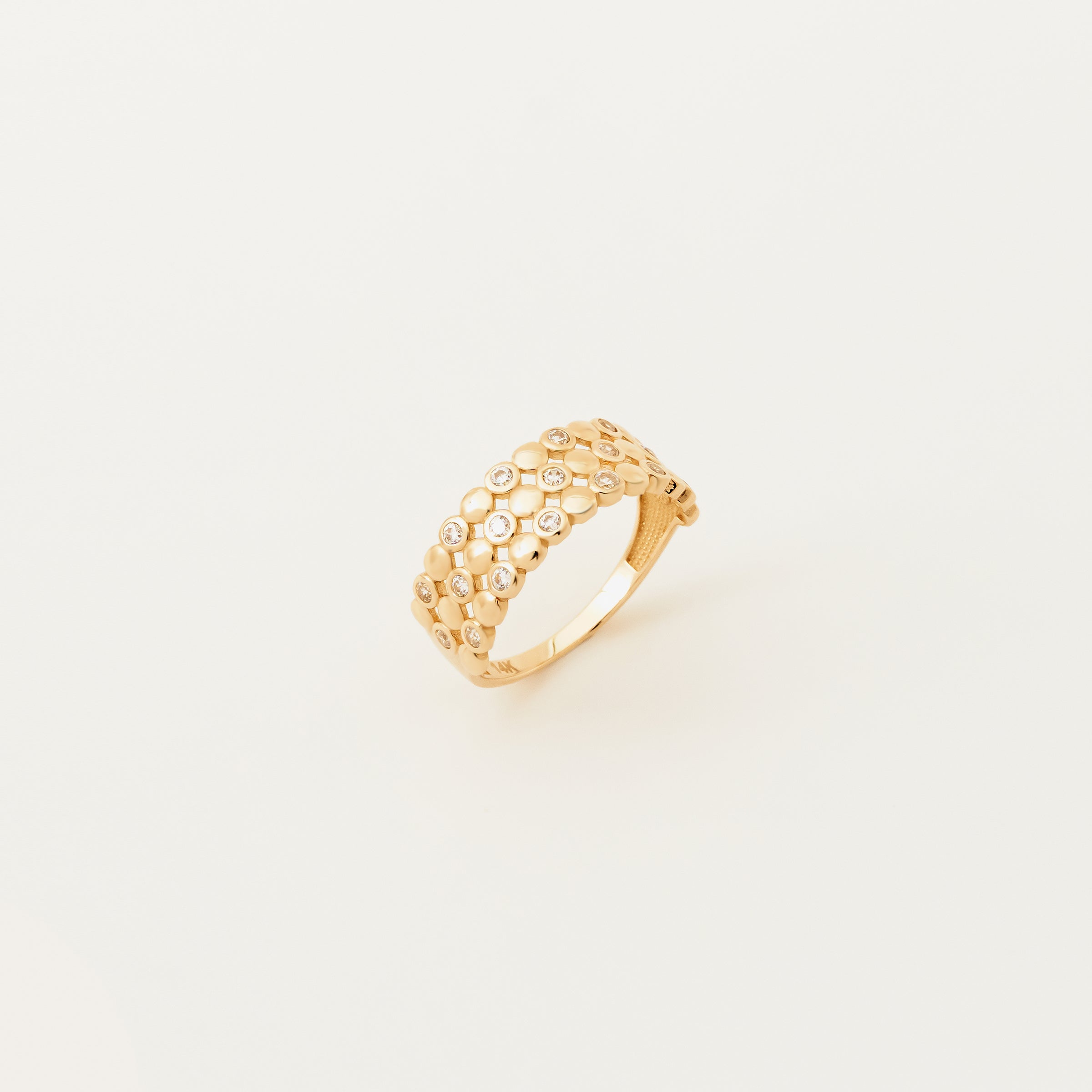 Pave CZ Accents Ring in 14K Gold