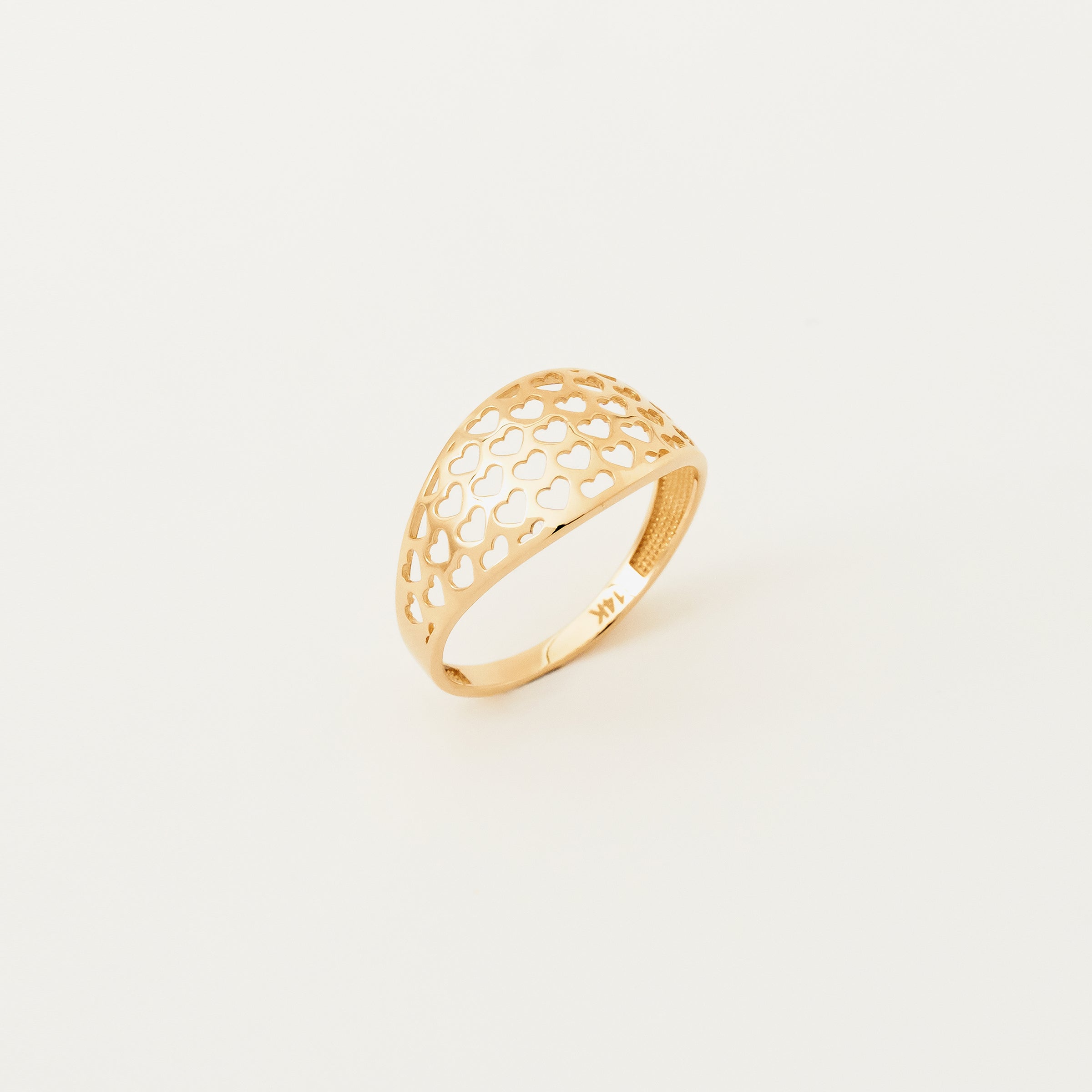 Hearts Shaped Cutout Band Ring in 14K Gold