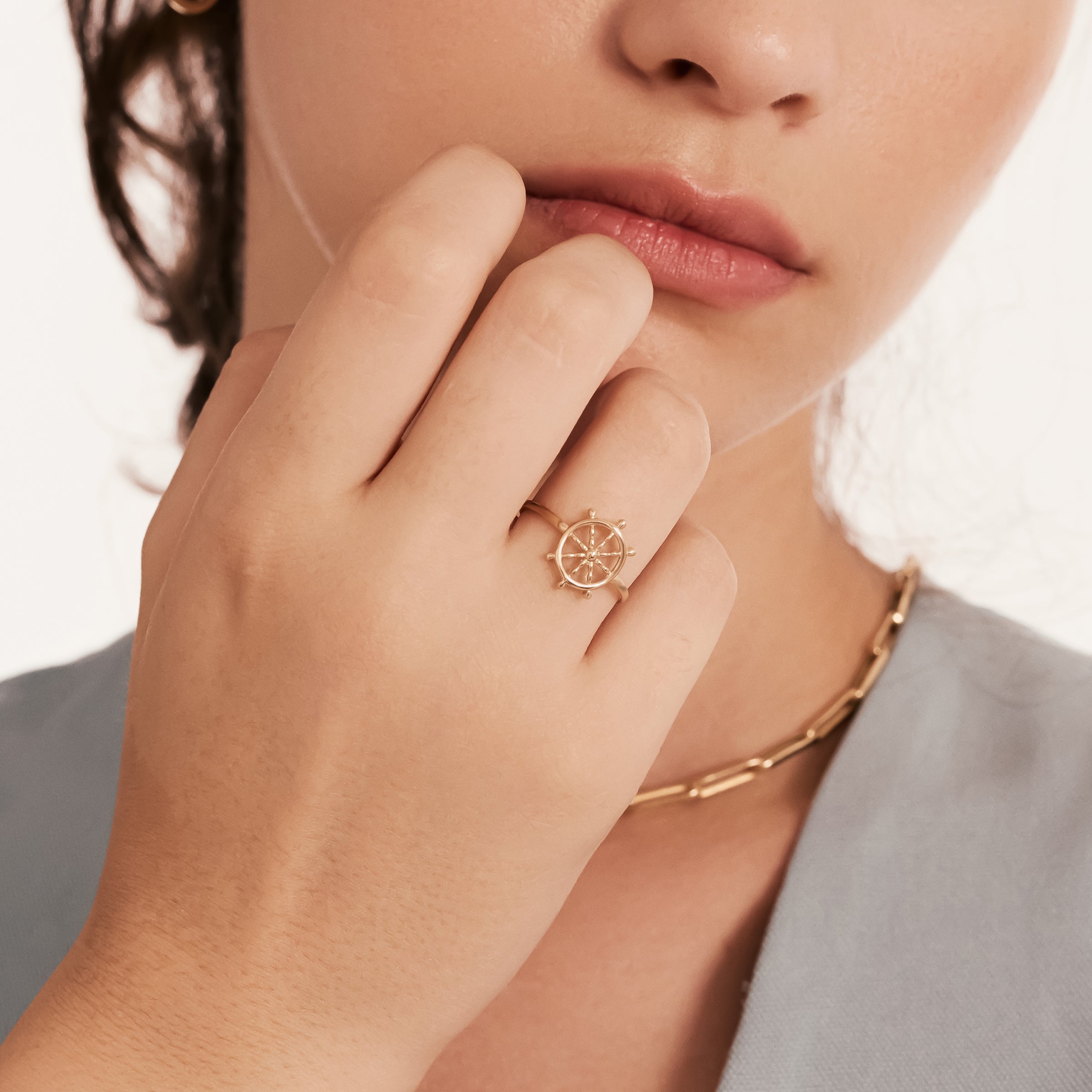 Helm-Inspired Design Ring in 14K Gold